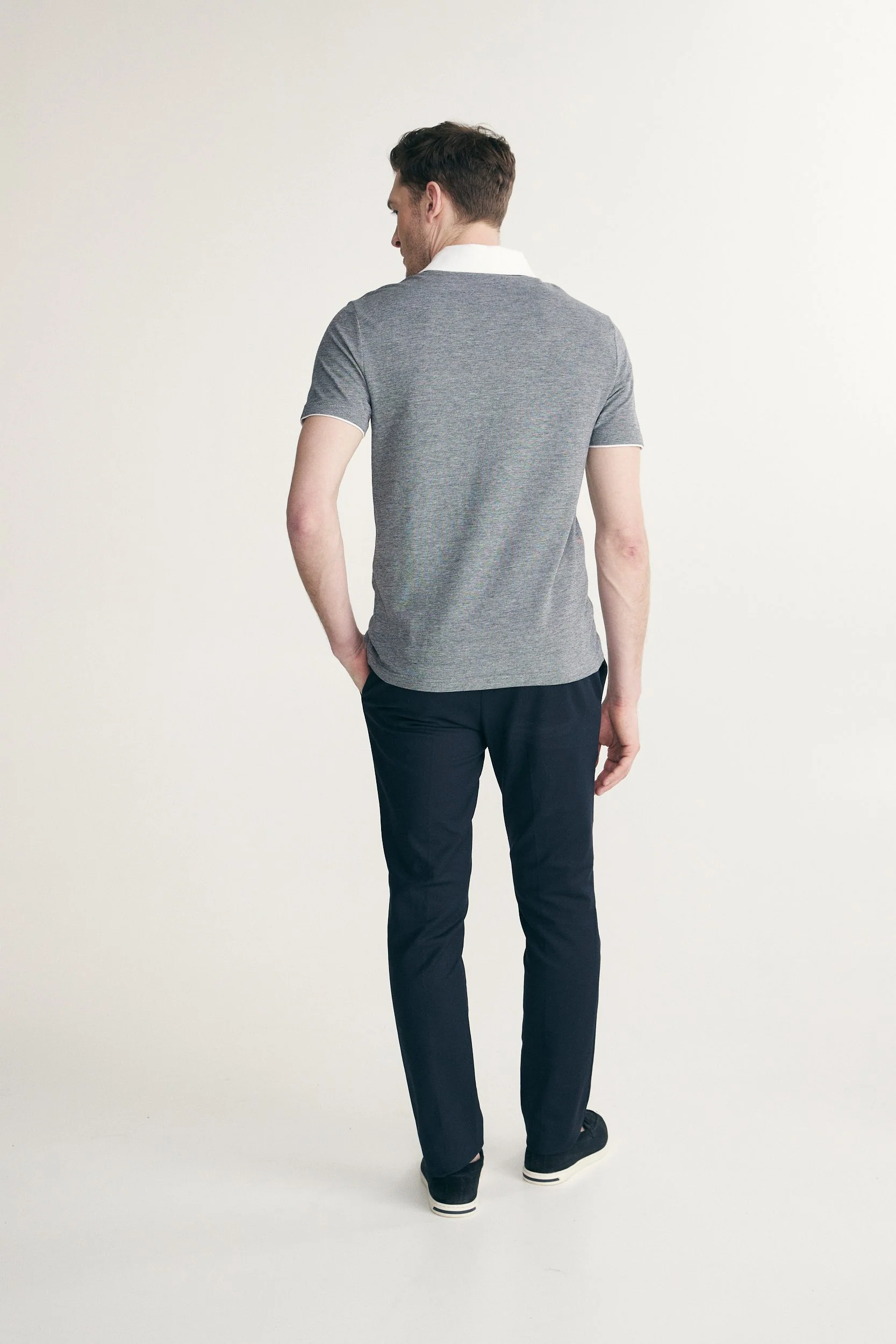 Polo with contrast rib collar - Image 3