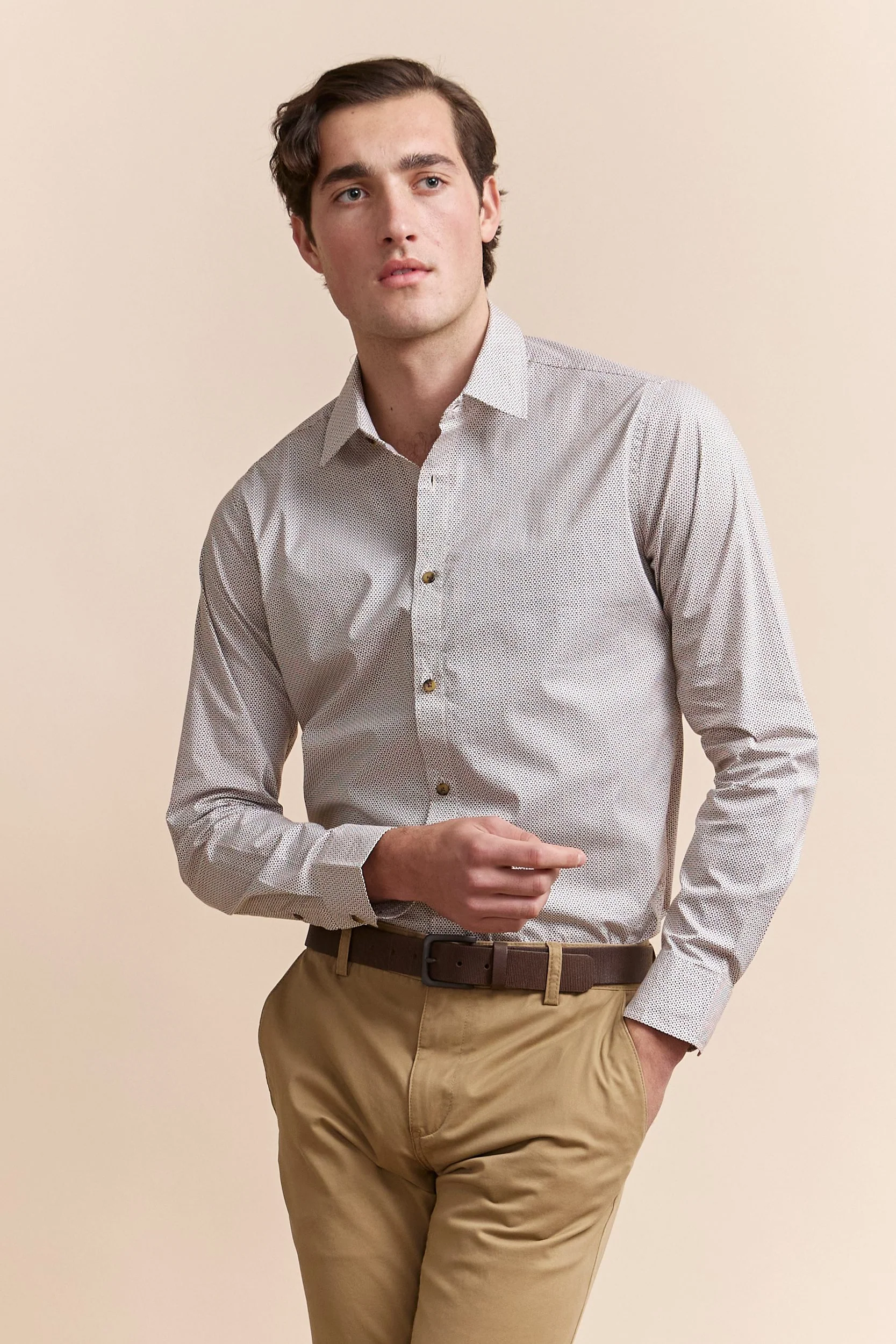 Print stretch fitted shirt