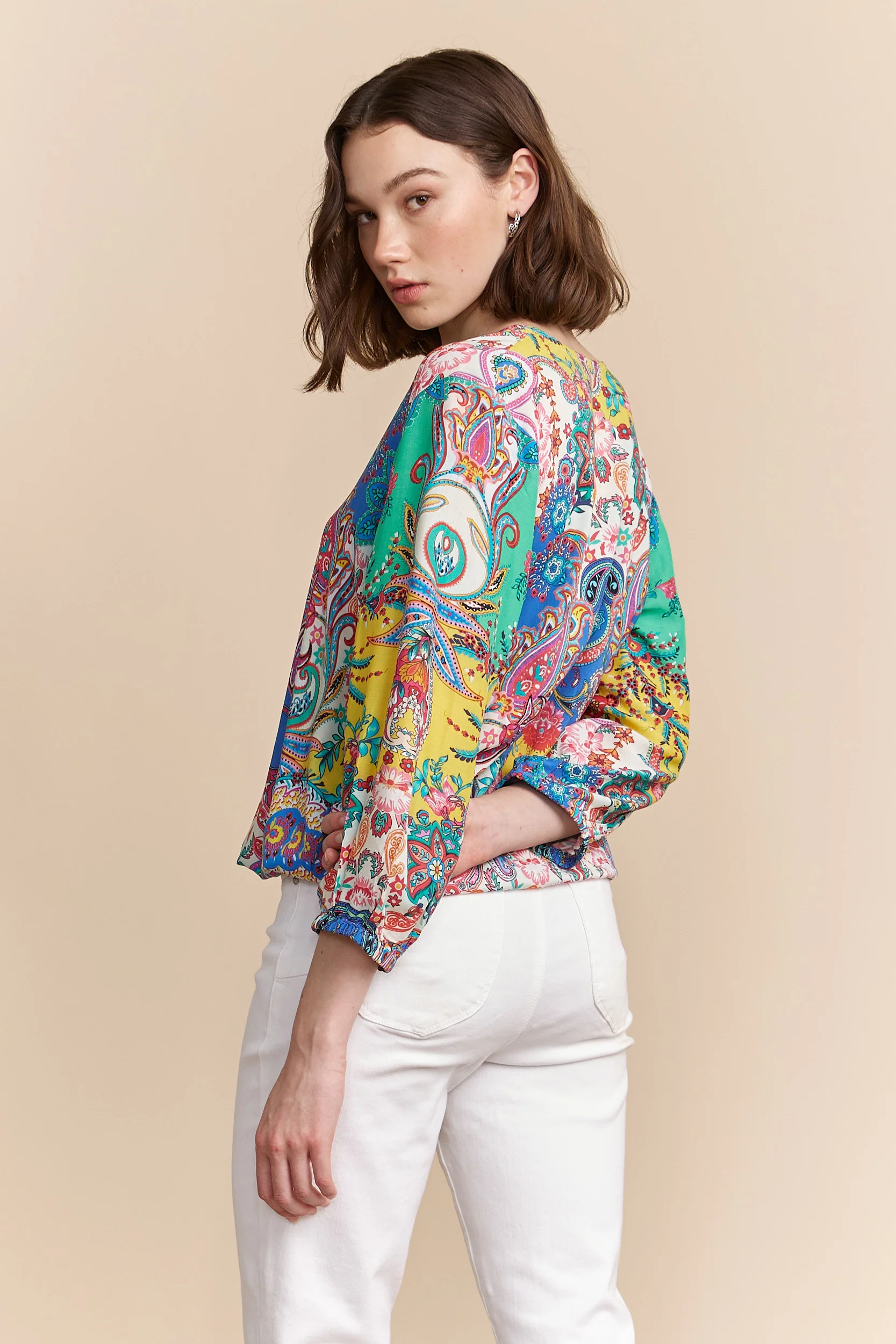 Paisley print lace-up blouse - Image 2