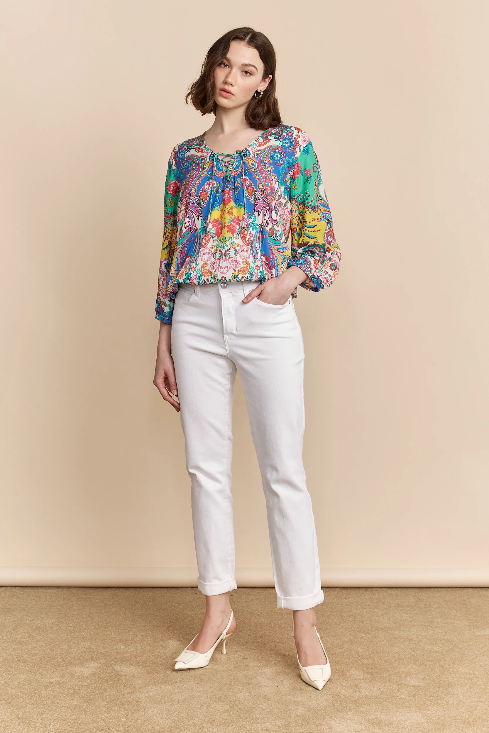 Paisley print lace-up blouse - Image 3