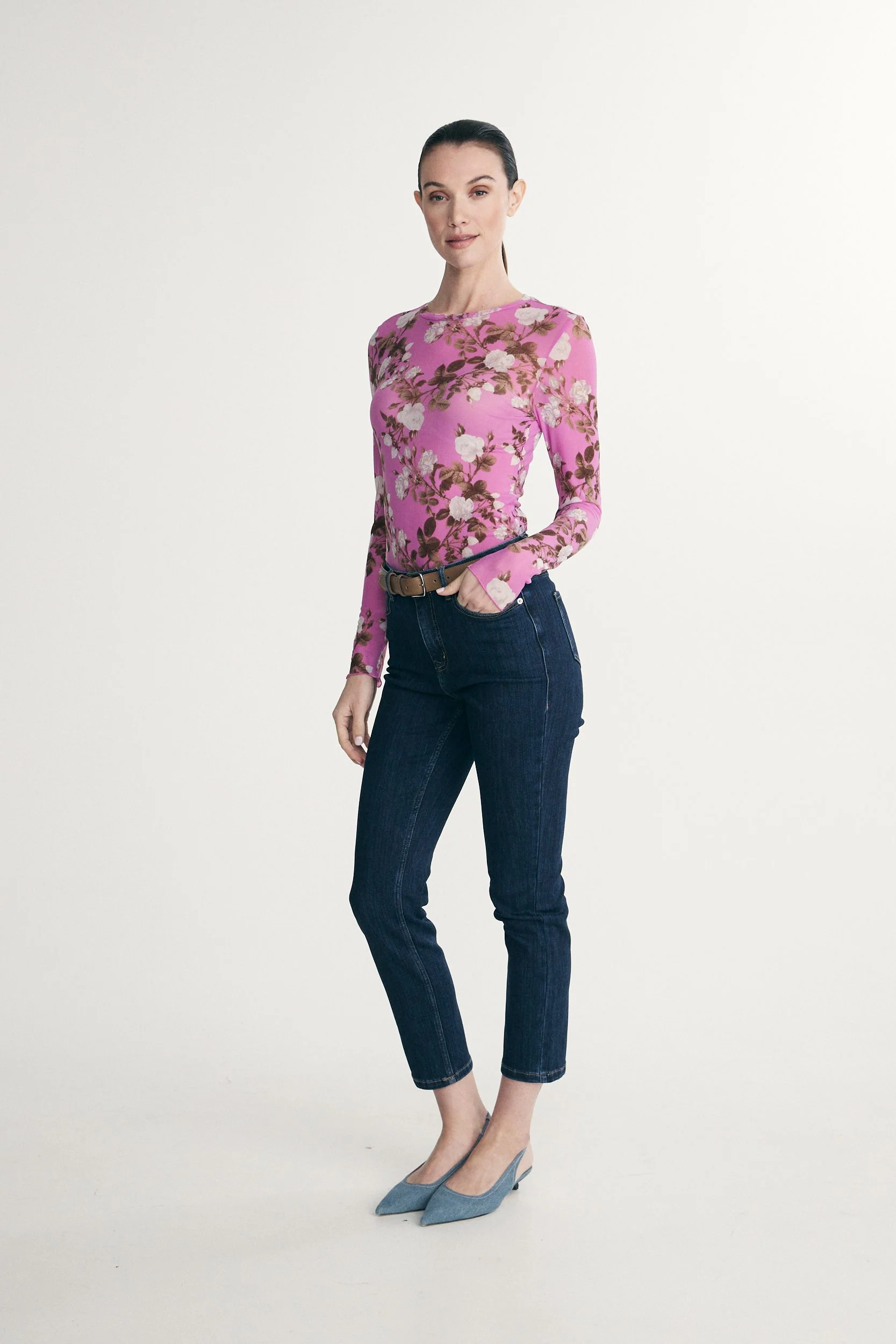 Printed floral mesh top - Image 4