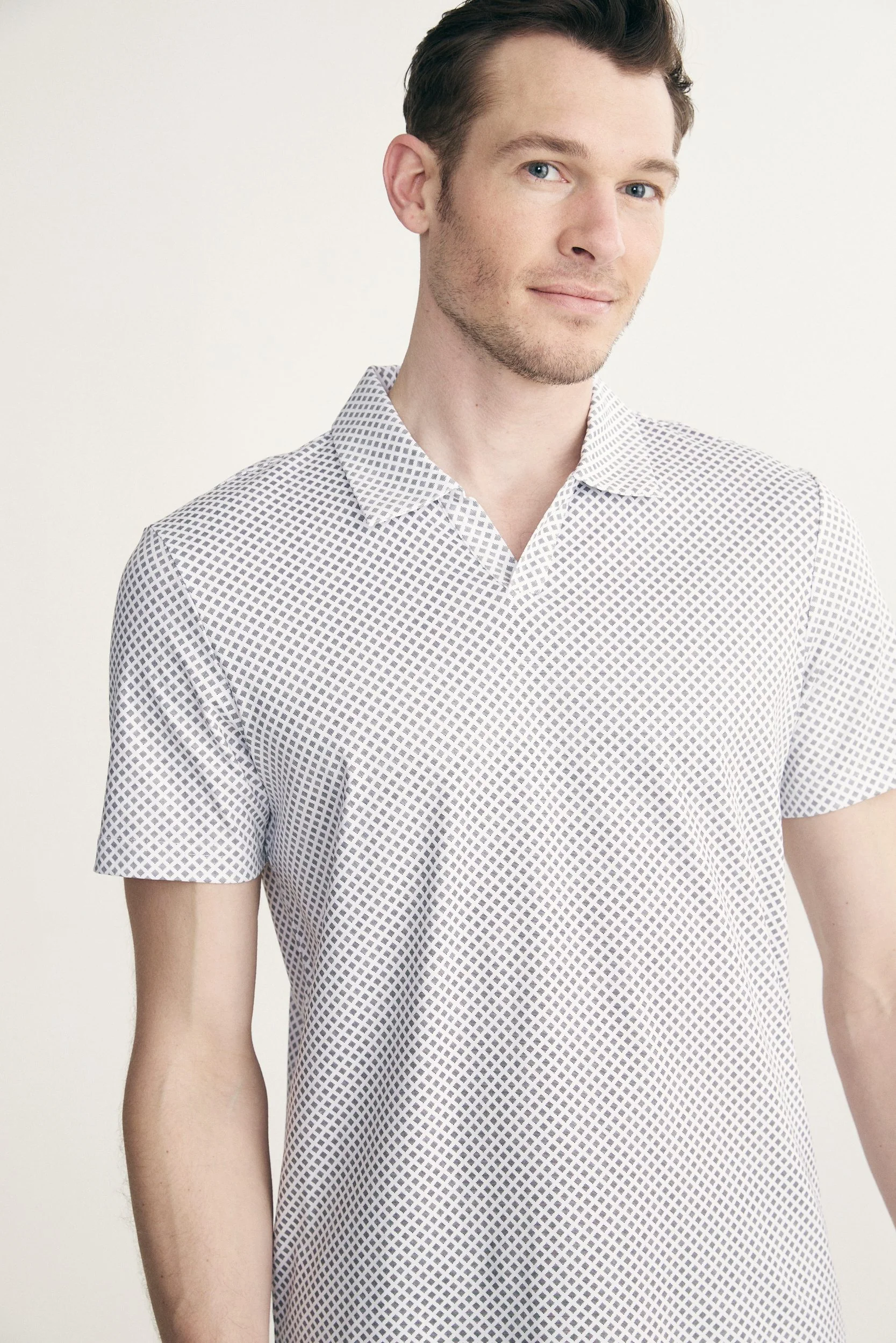 Mercerized cotton printed johnny polo