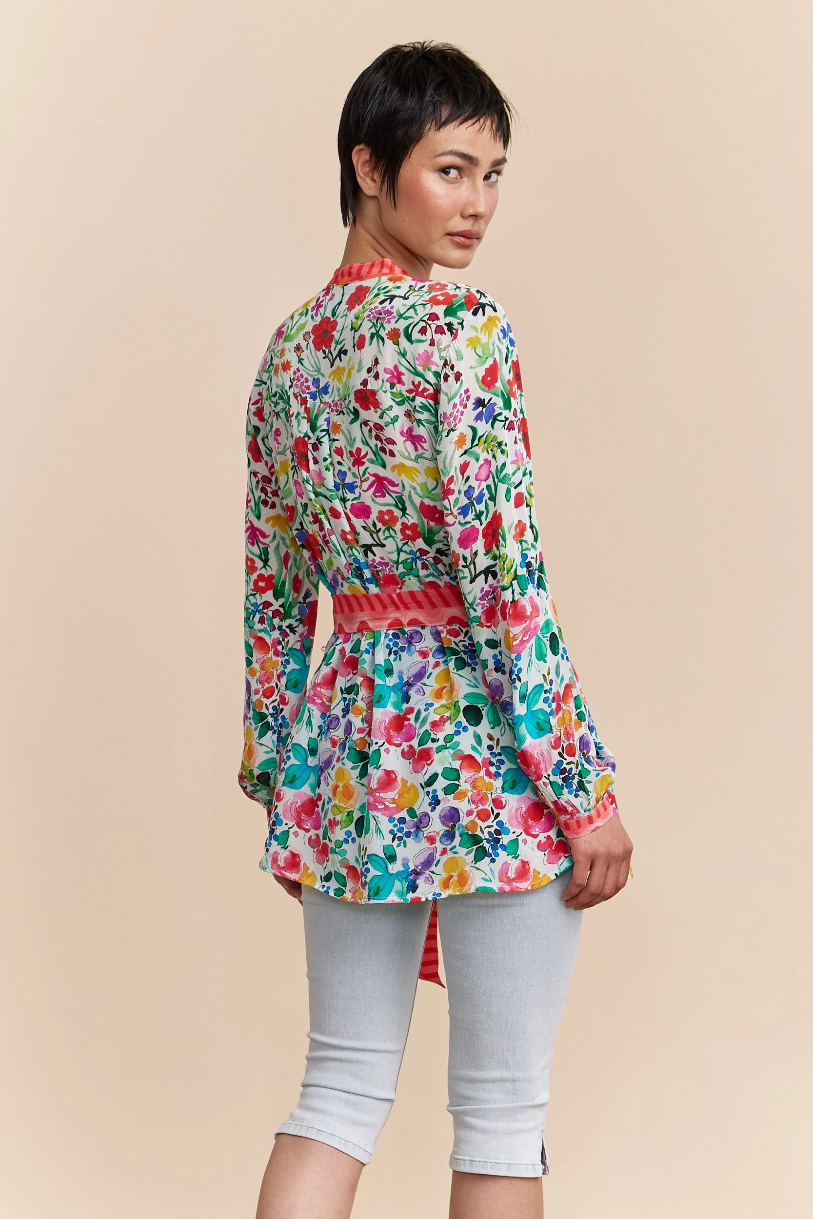Printed blouse with sash - Image 2