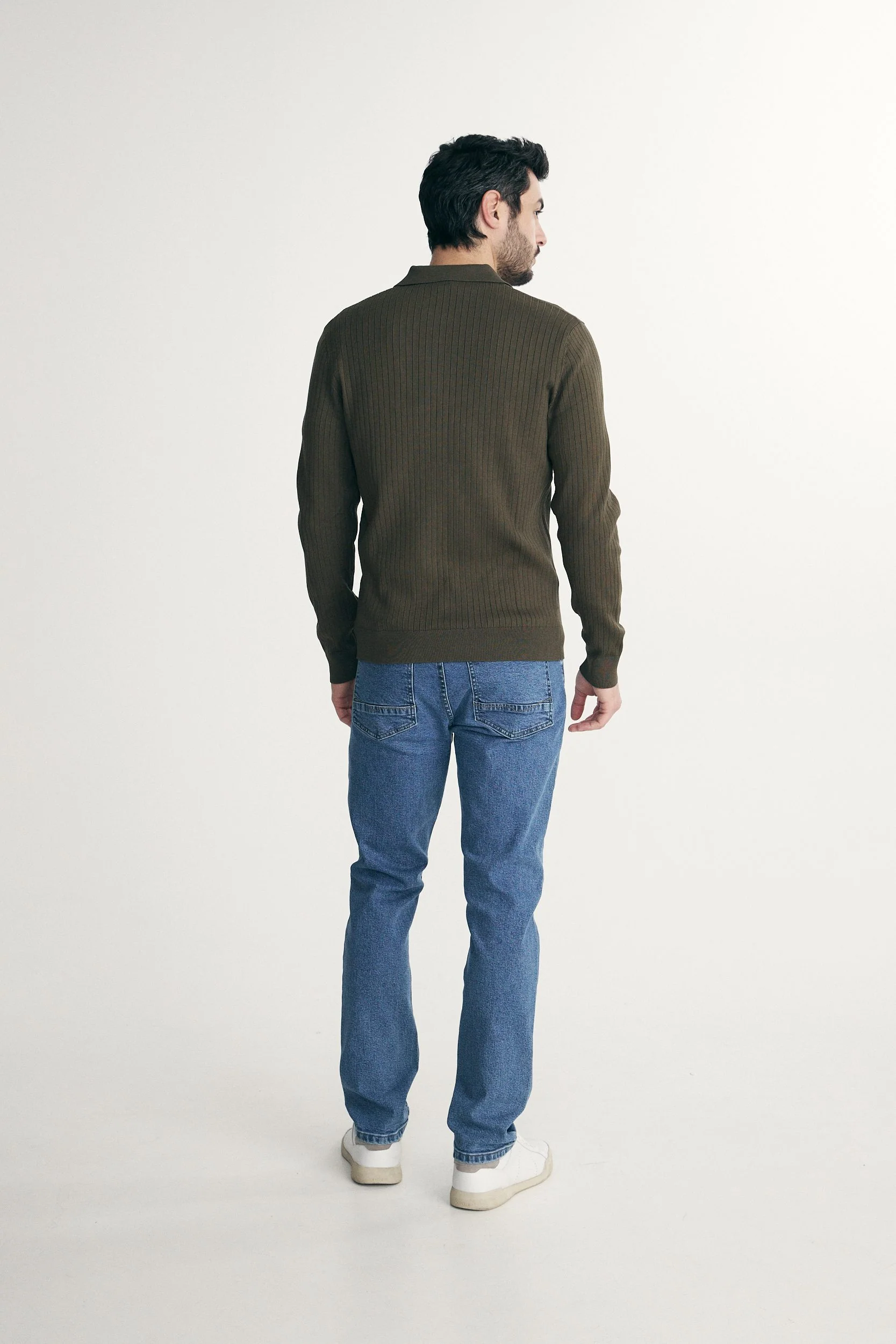 Rib knit solid polo - Image 3