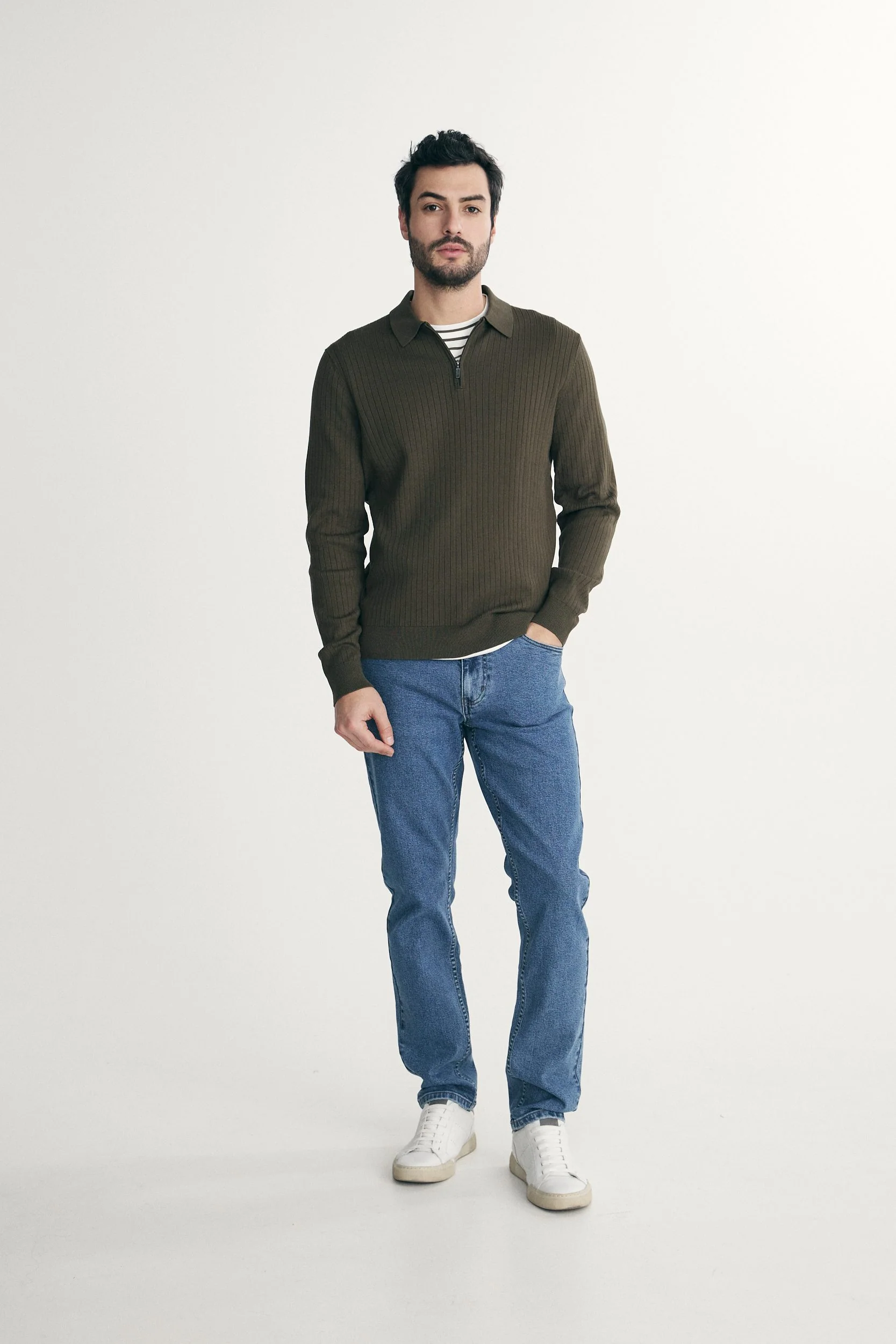 Rib knit solid polo - Image 4