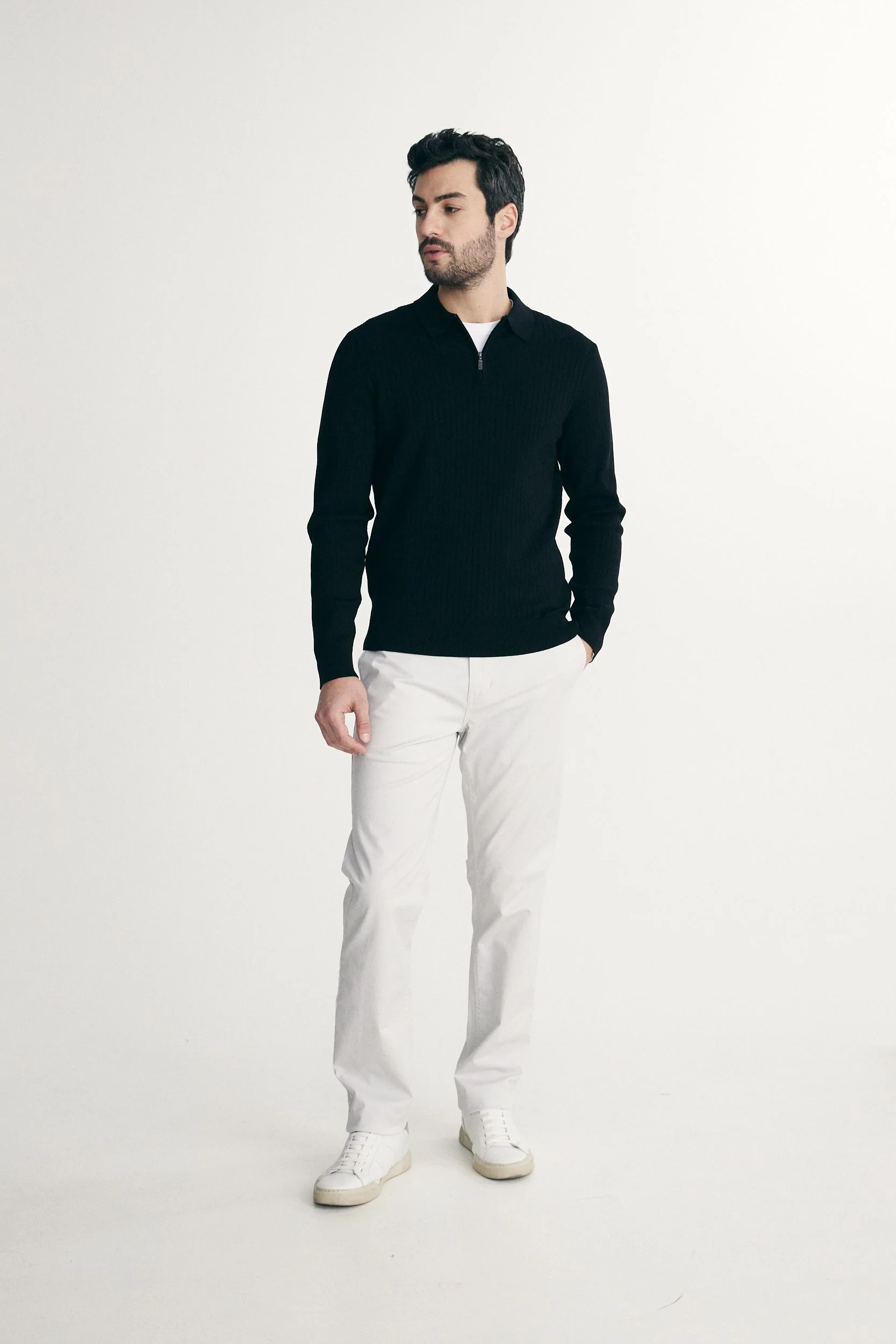 Rib knit solid polo - Image 6