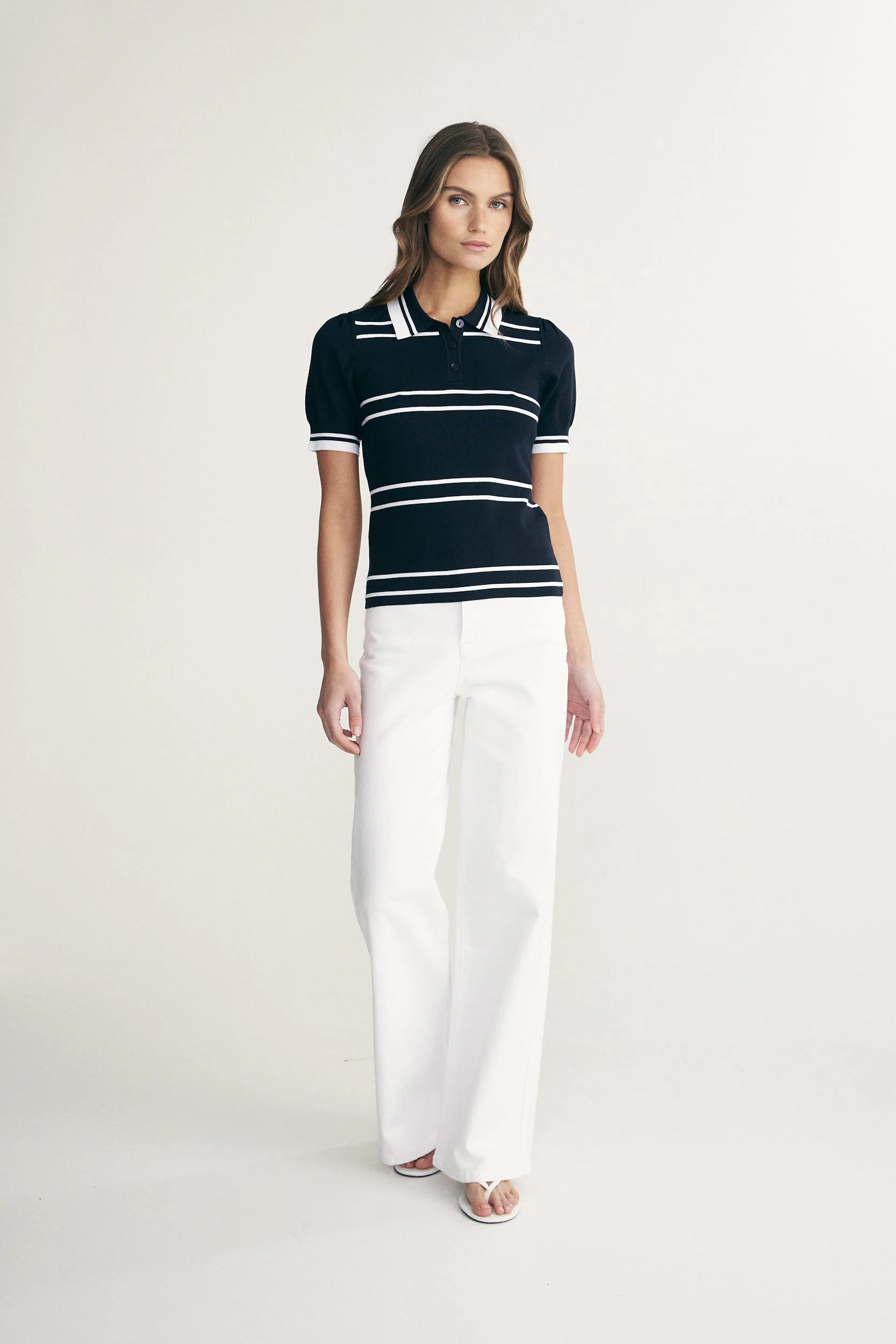 Ribbed knit polo top - Image 4