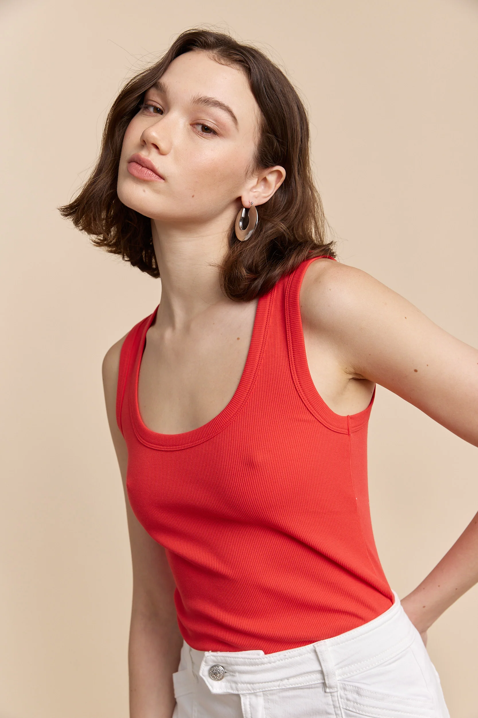 Ribbed tank top with scoop neck - Image 6