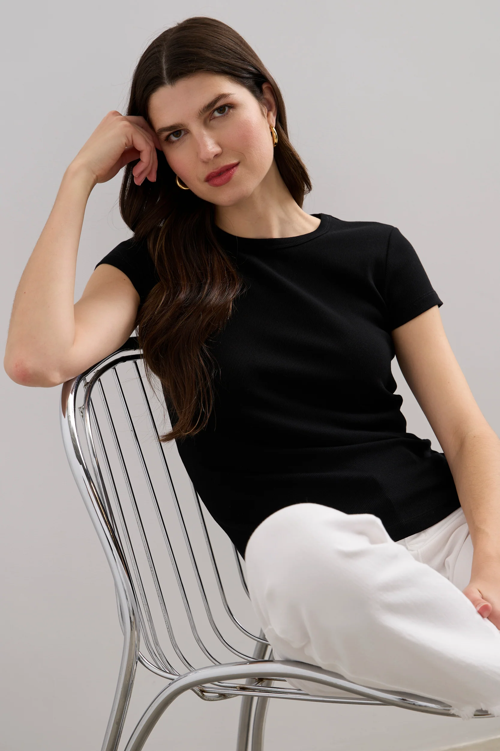 Ribbed t-shirt with crew neck - Image 17