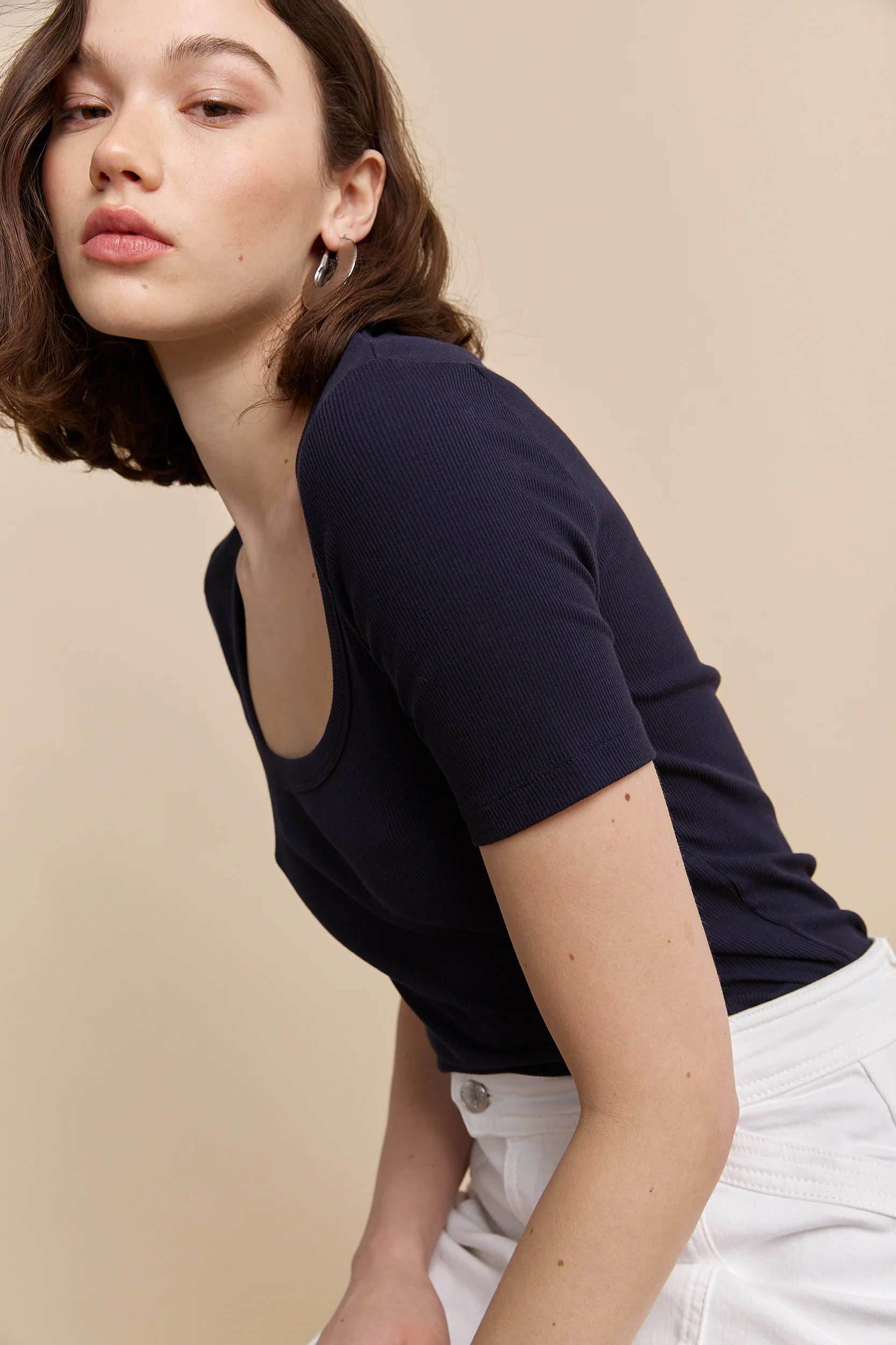 Ribbed t-shirt with scoop neck - Image 2