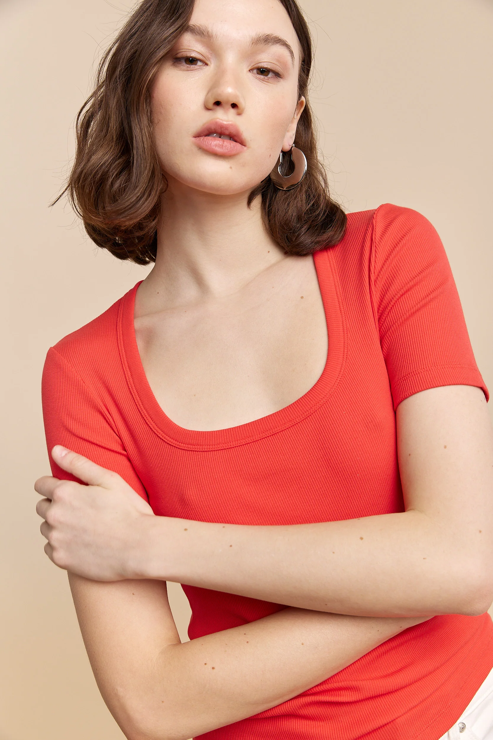 Ribbed t-shirt with scoop neck - Image 5