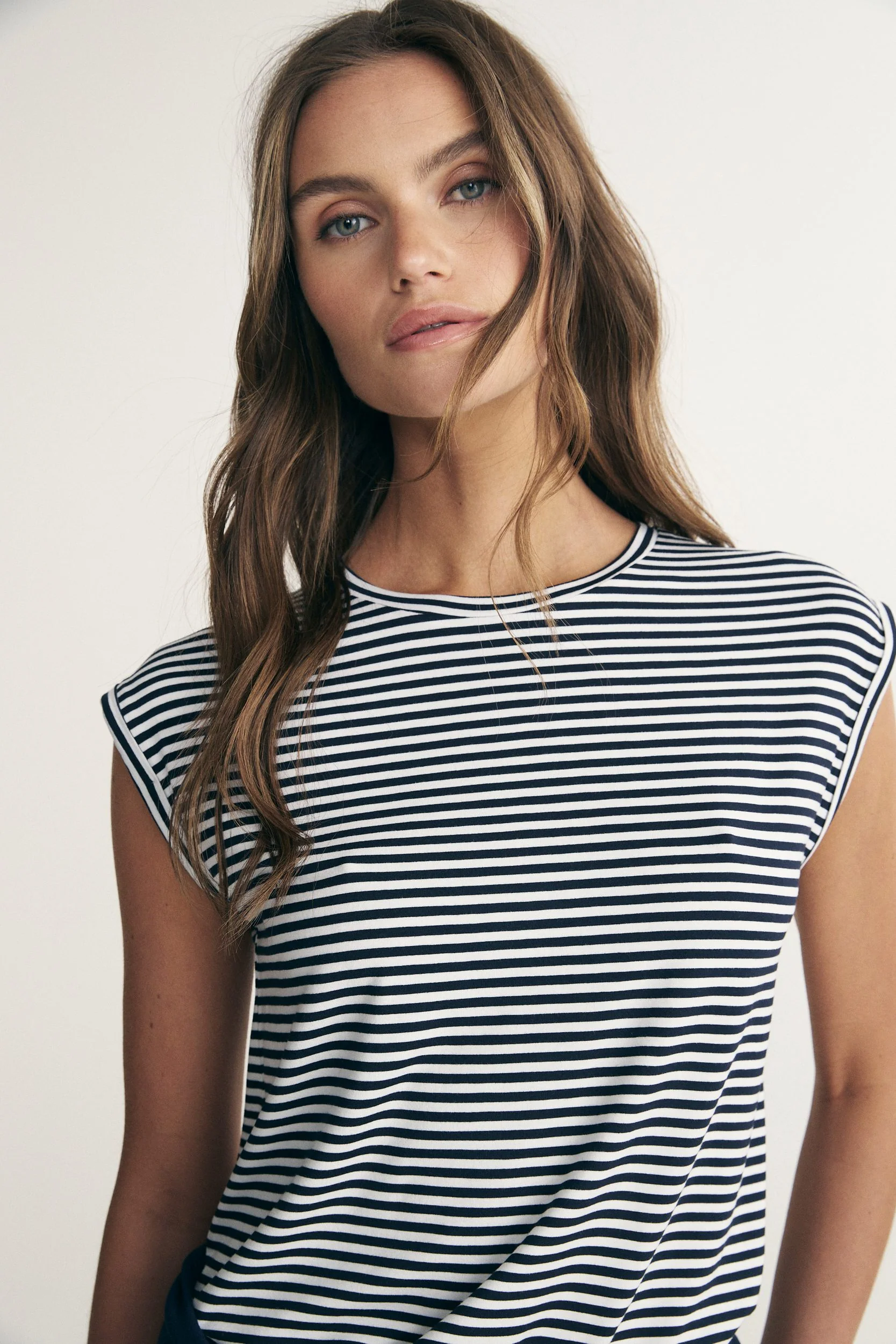 Rolled sleeve striped top - Image 2