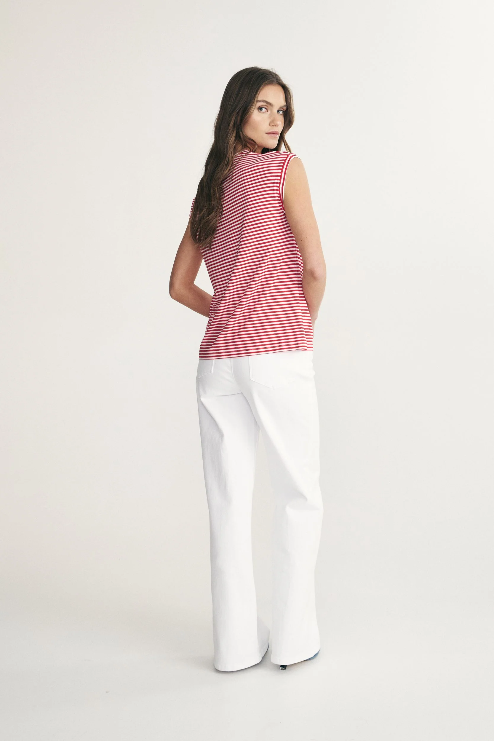 Rolled sleeve striped top - Image 4