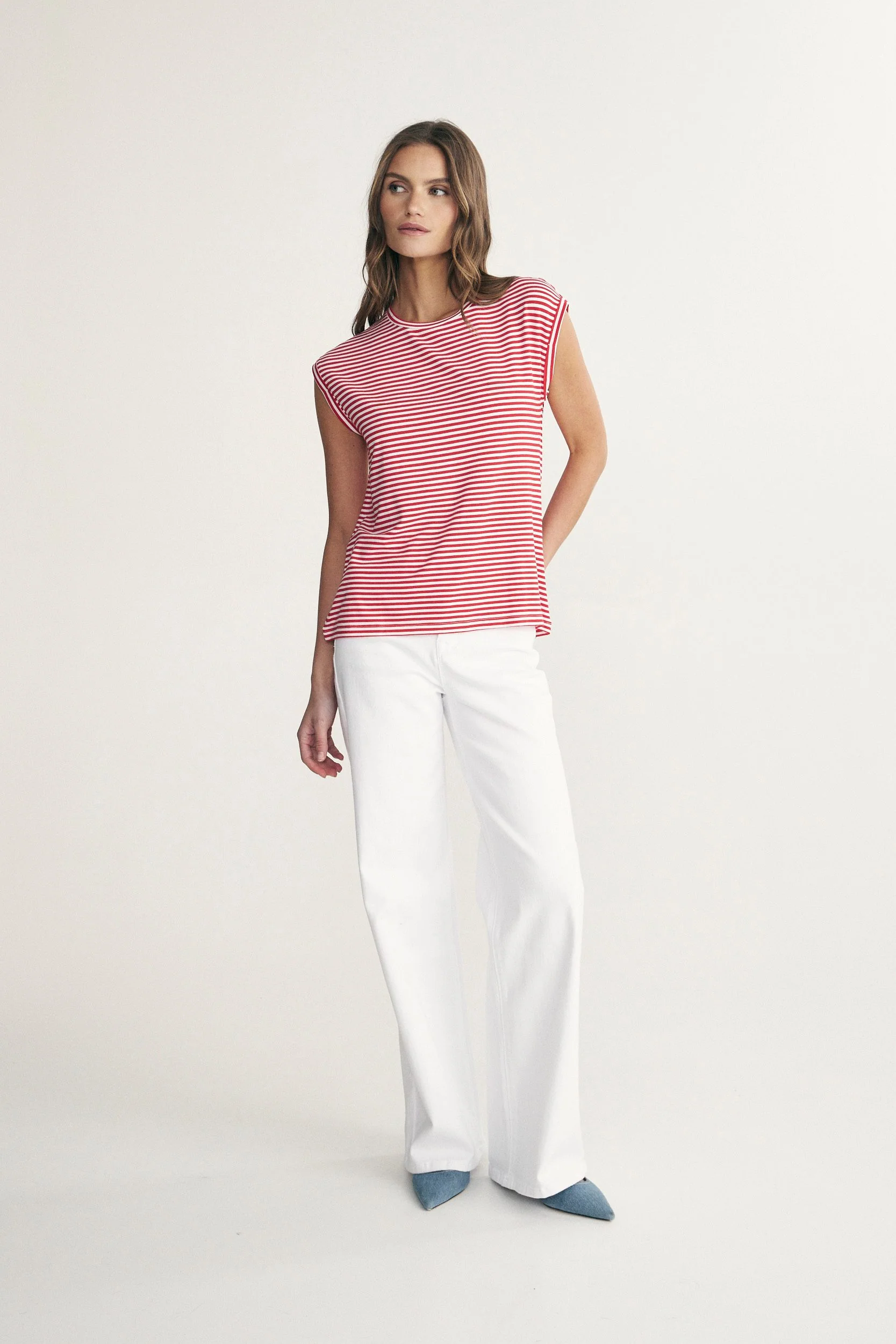 Rolled sleeve striped top - Image 5