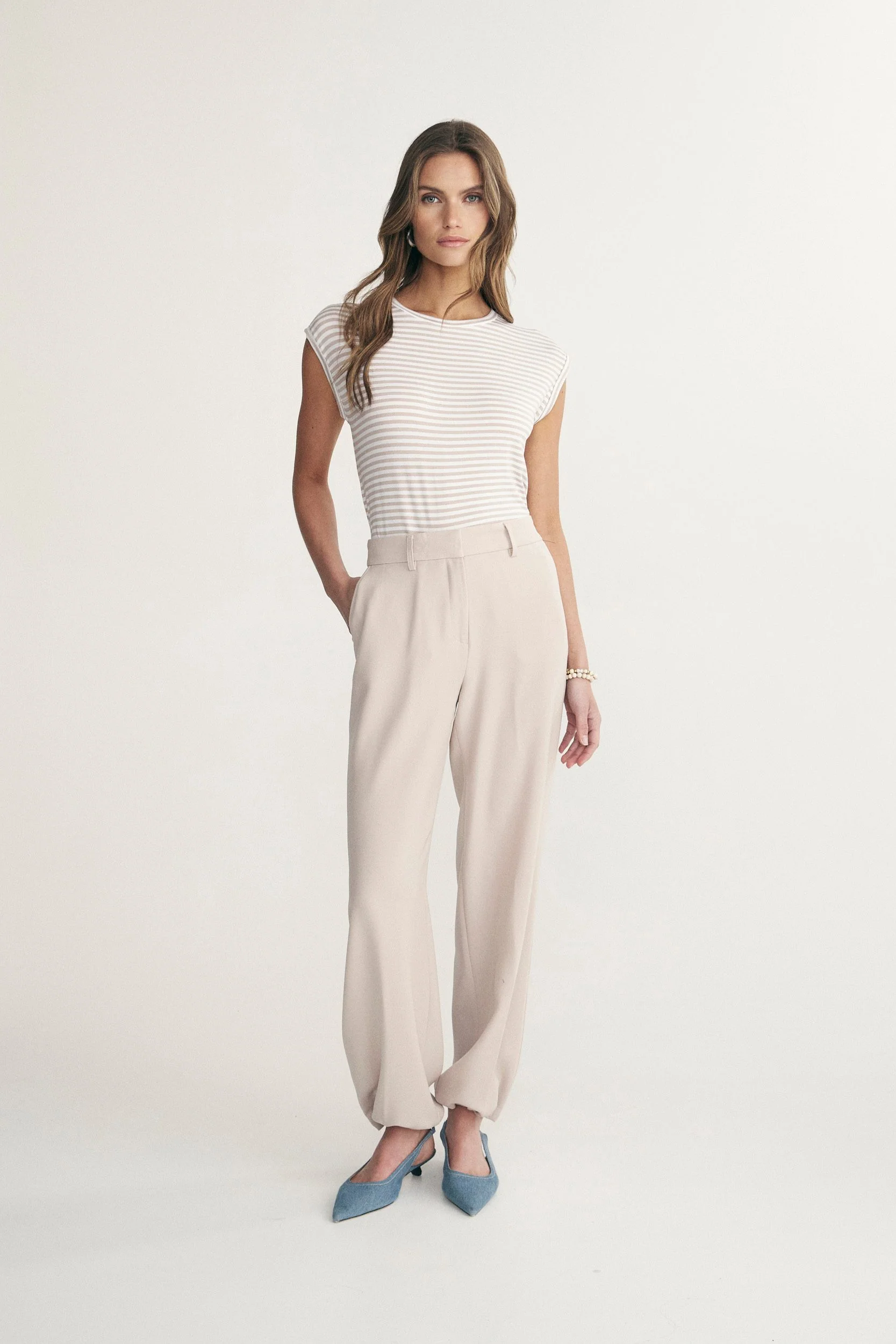 Rolled sleeve striped top - Image 9