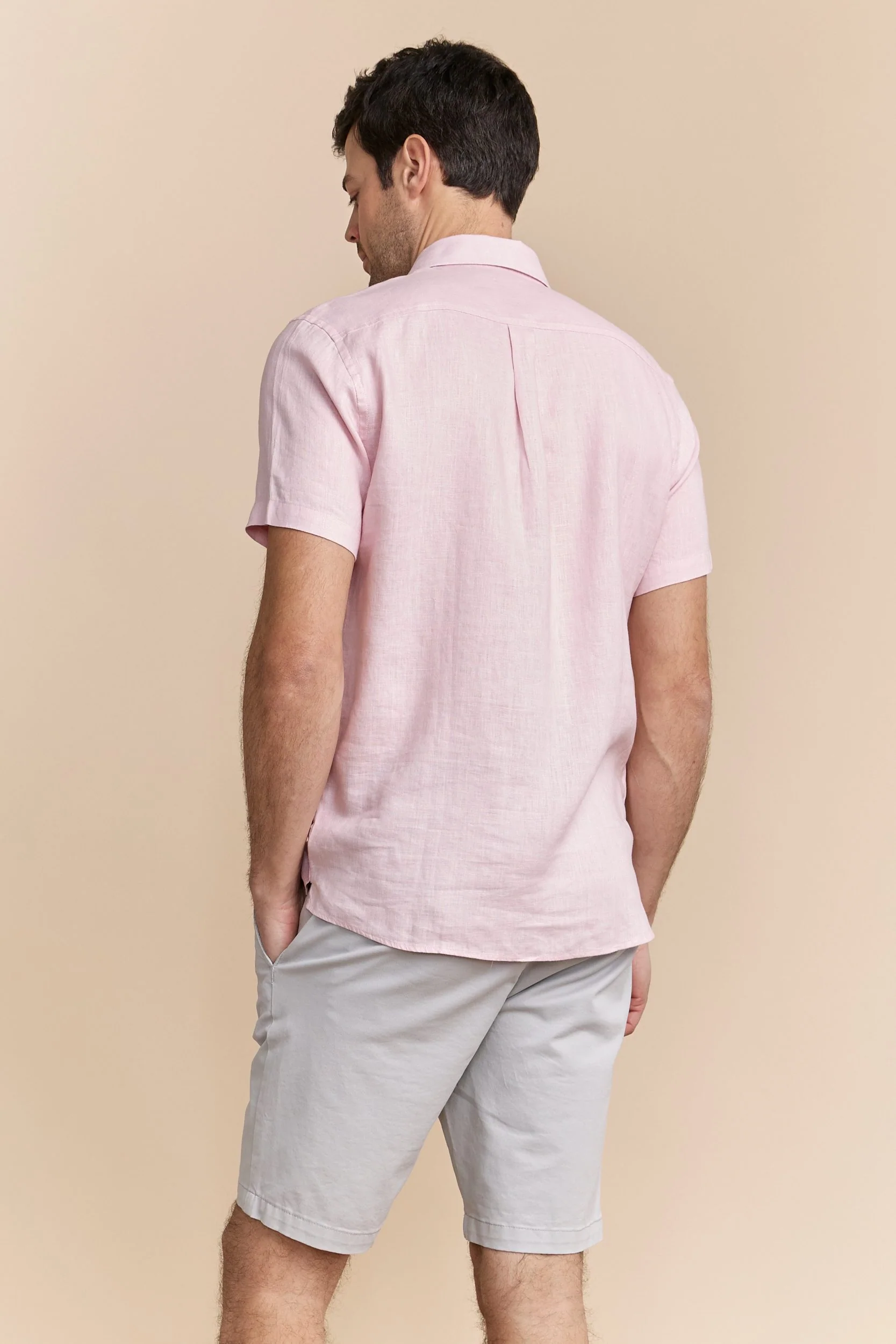 Semi-Fitted short sleeve linen shirt - Image 7