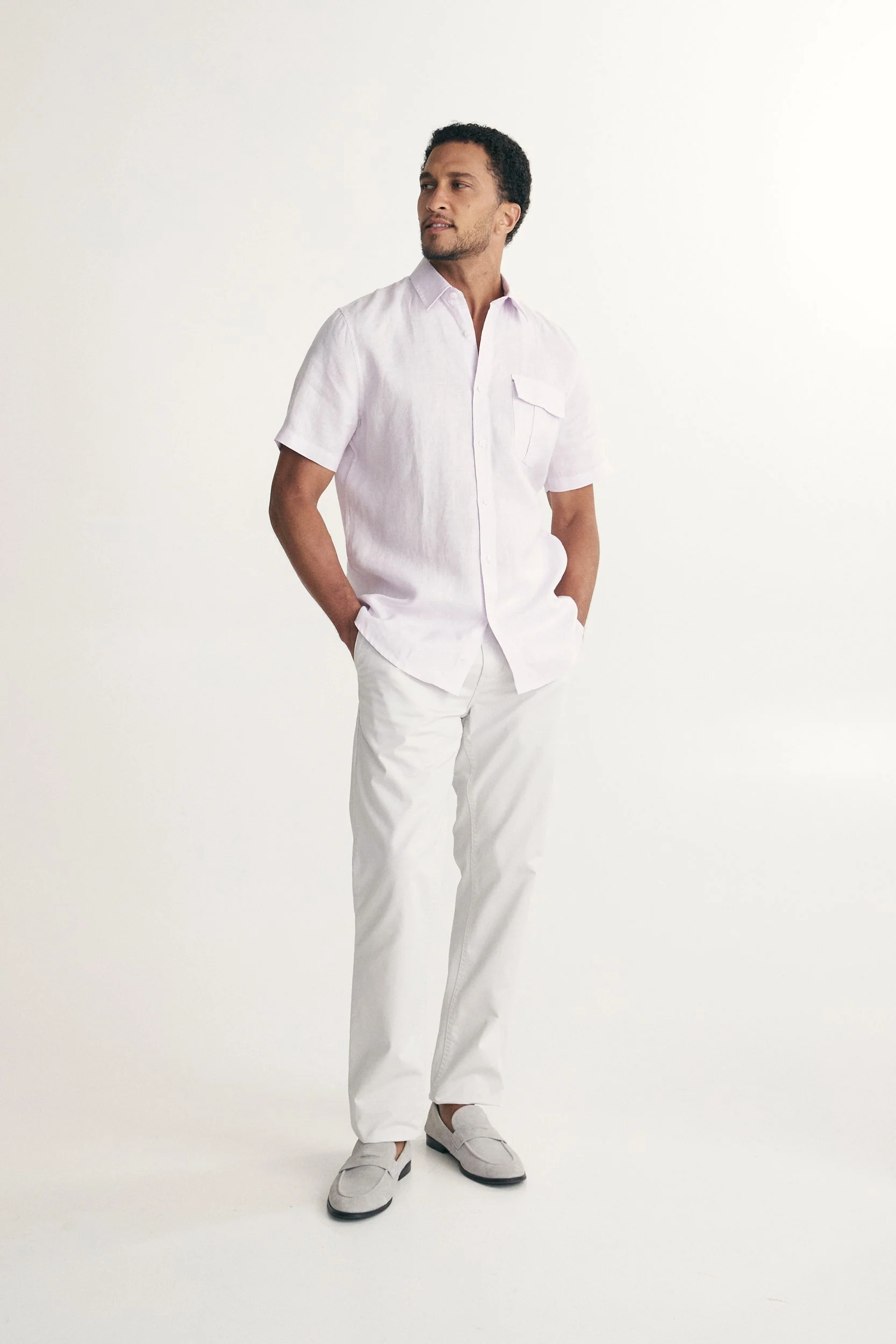 Semi-Fitted short sleeves linen shirt - Image 10