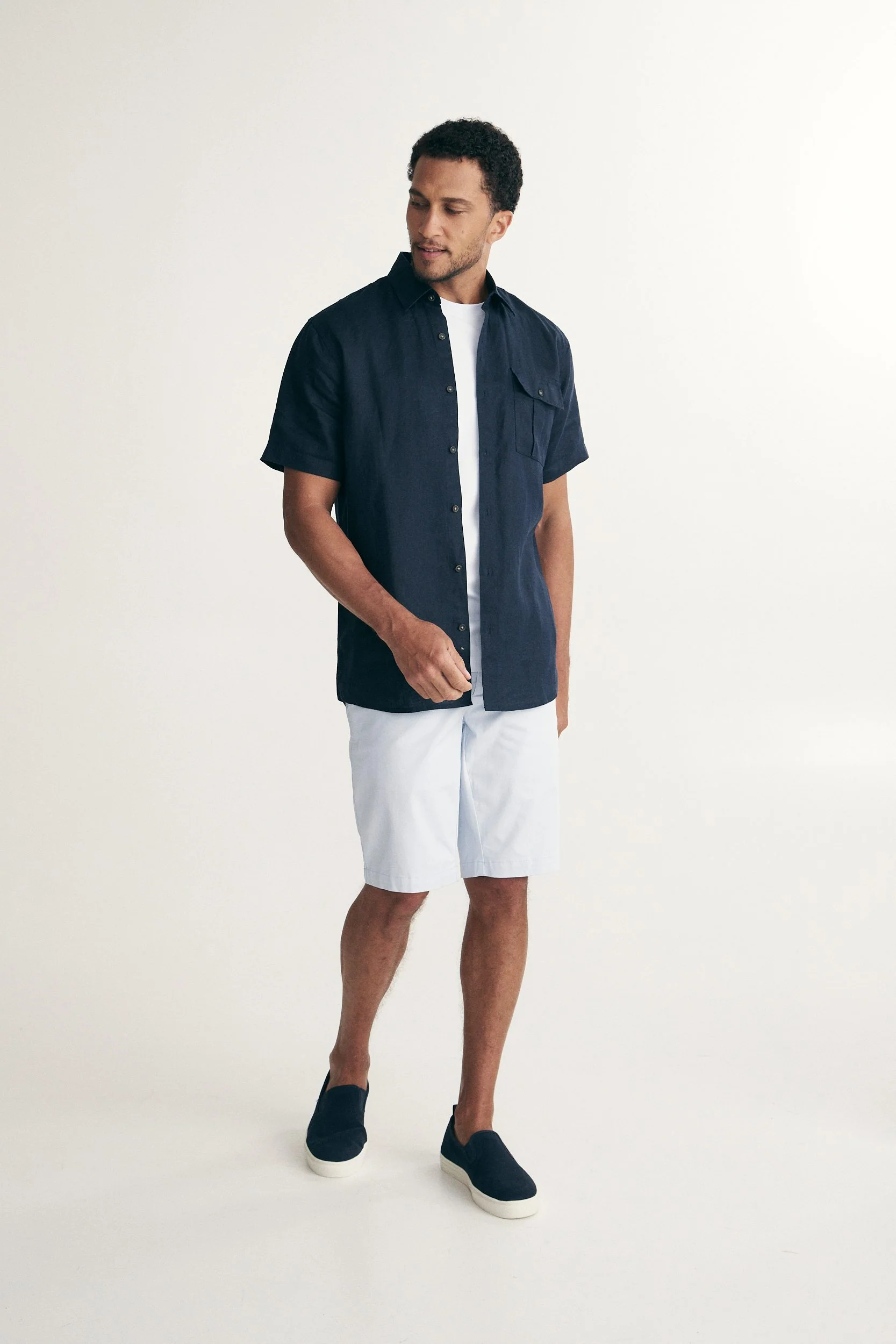 Semi-Fitted short sleeves linen shirt - Image 7