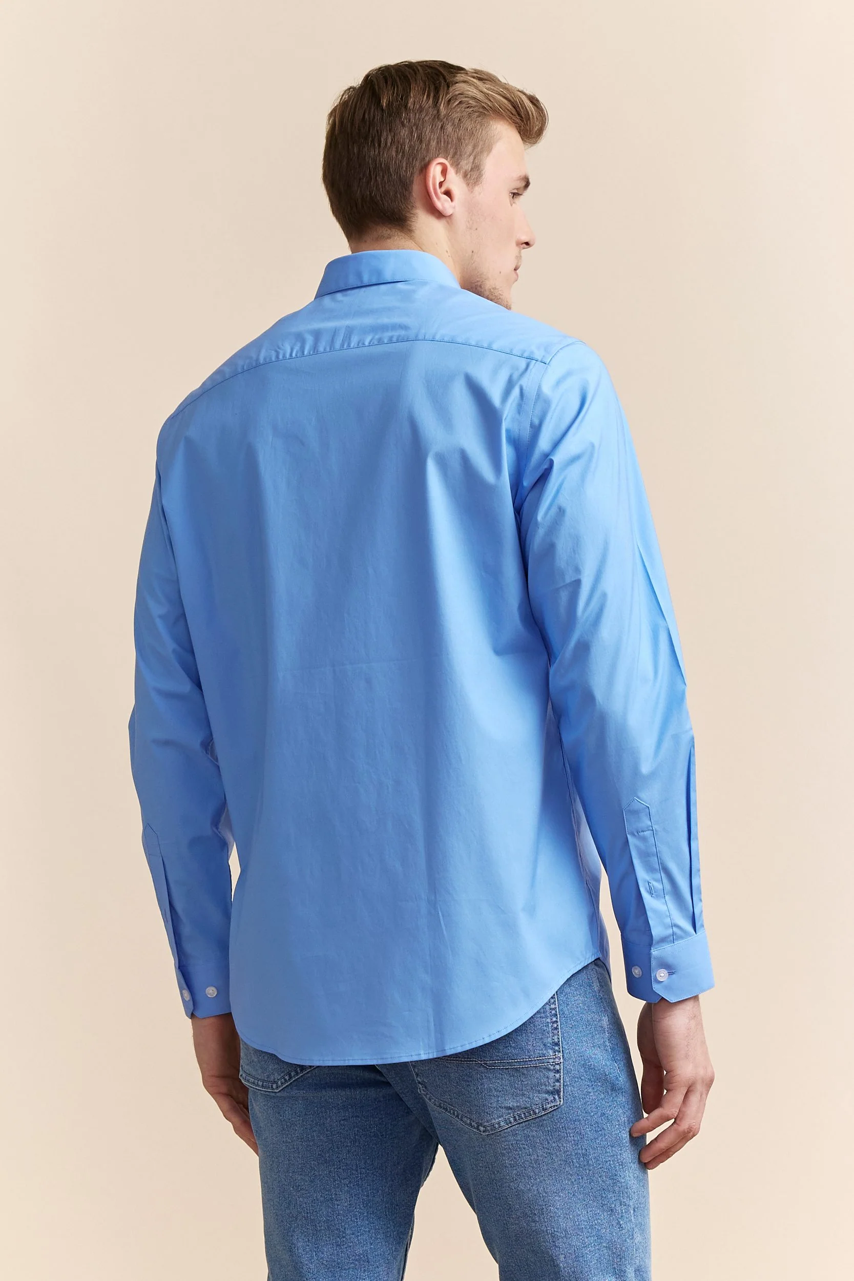 Semi-Fitted stretch poplin shirt - Image 3