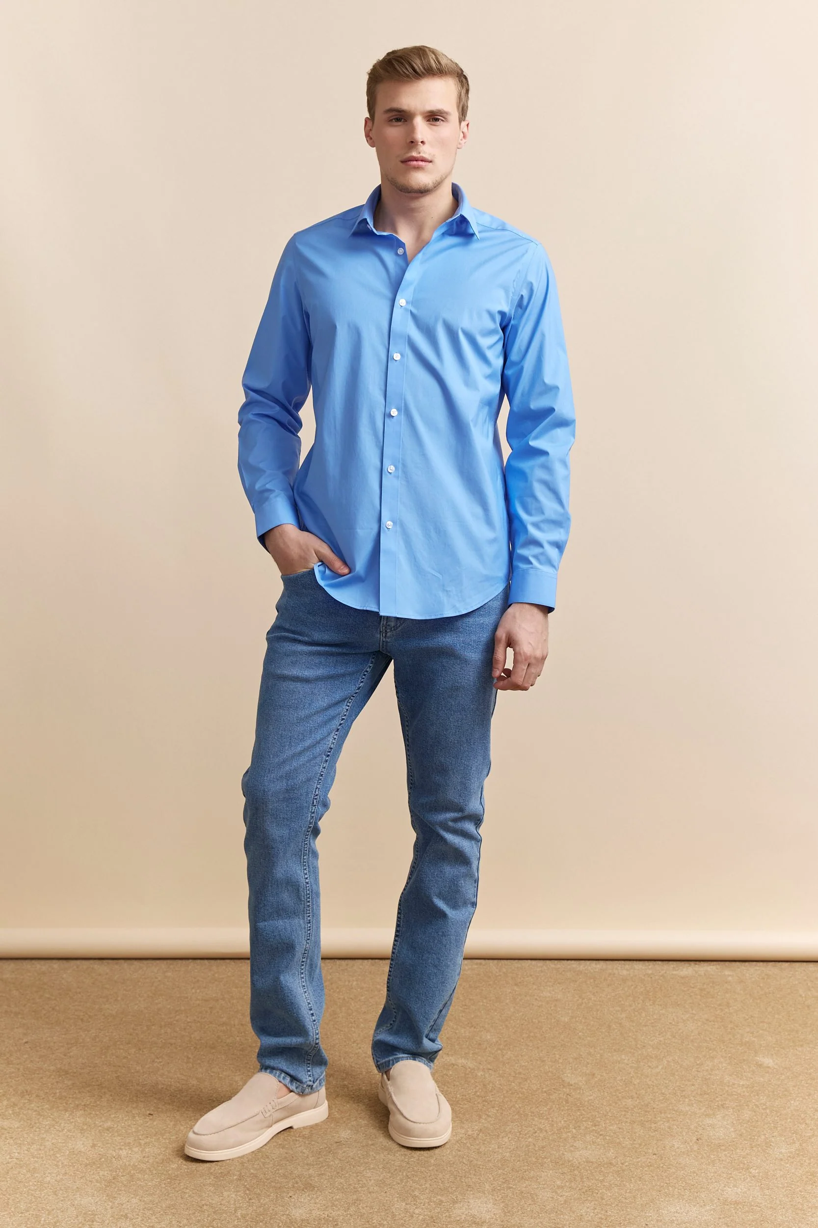 Semi-Fitted stretch poplin shirt - Image 5