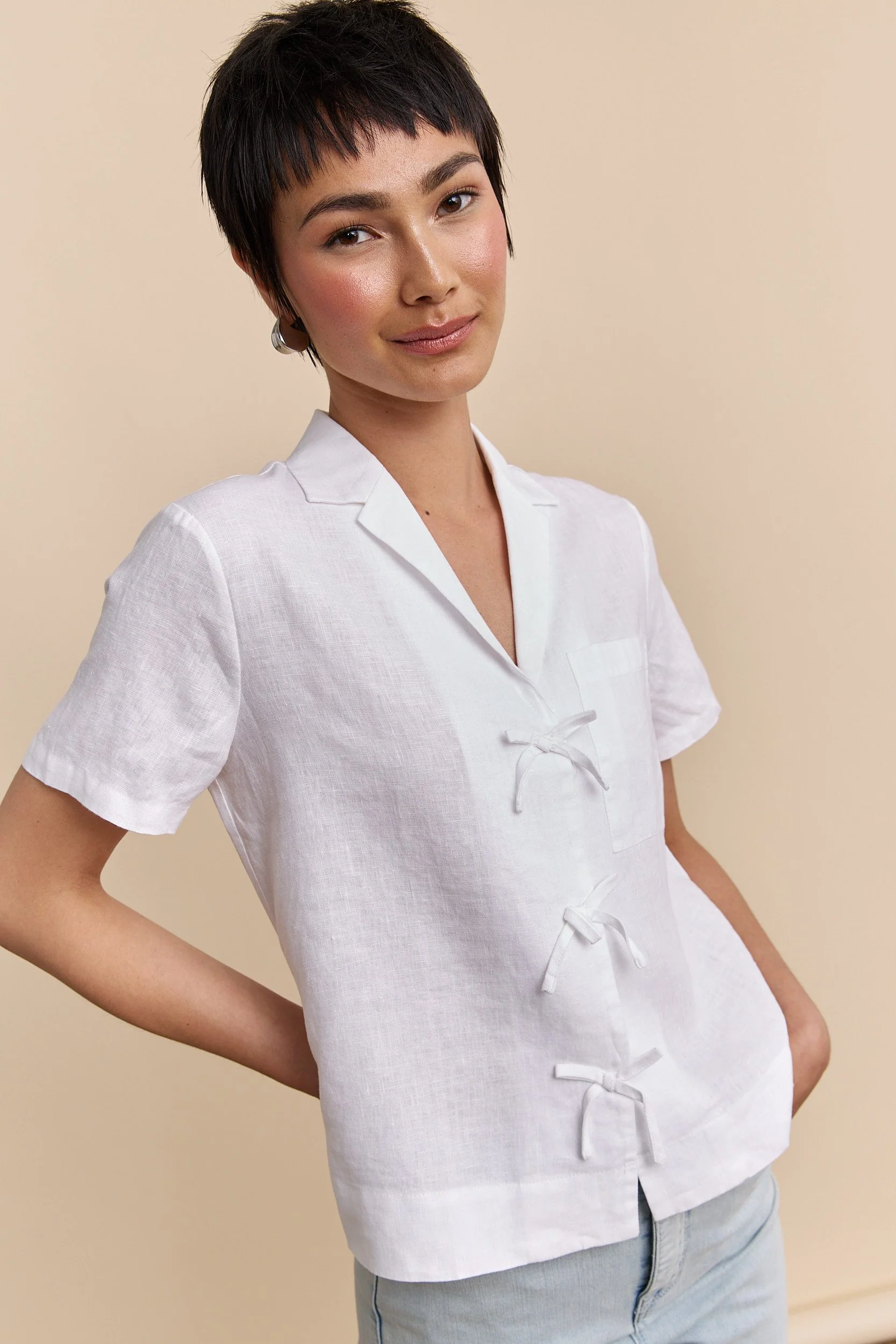 Short sleeve linen shirt - Image 12