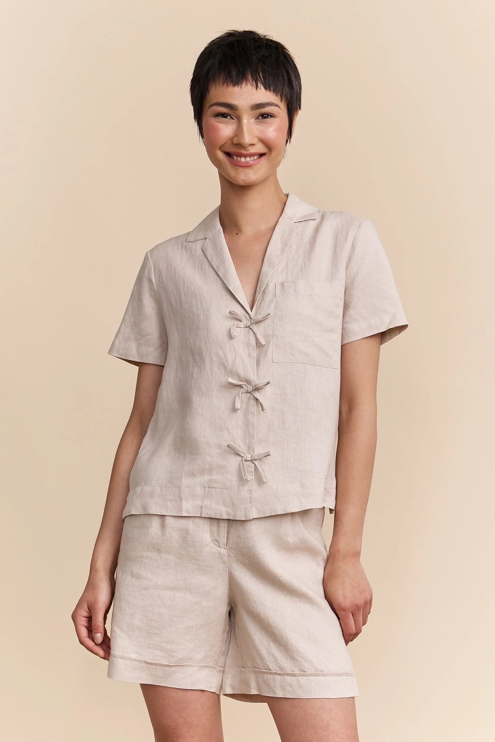 Short sleeve linen shirt - Image 9