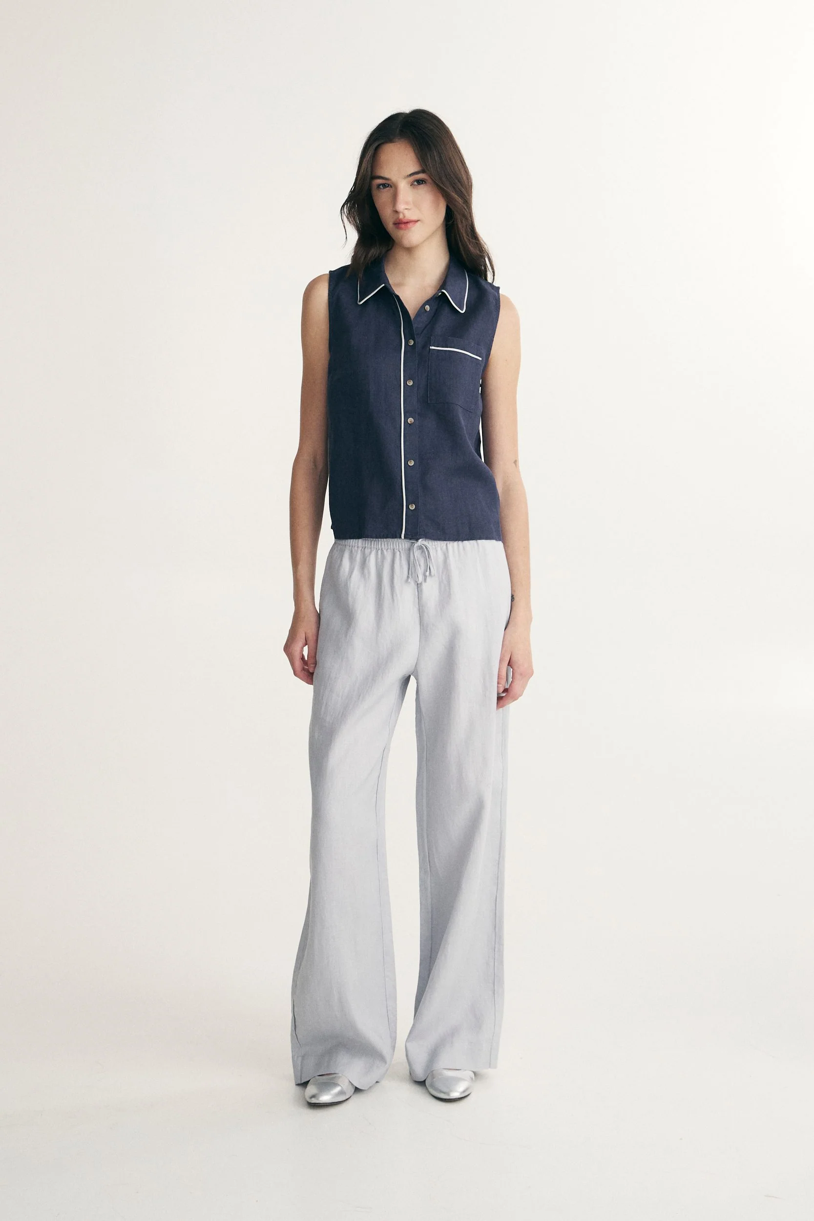 Sleeveless linen polo - Image 3