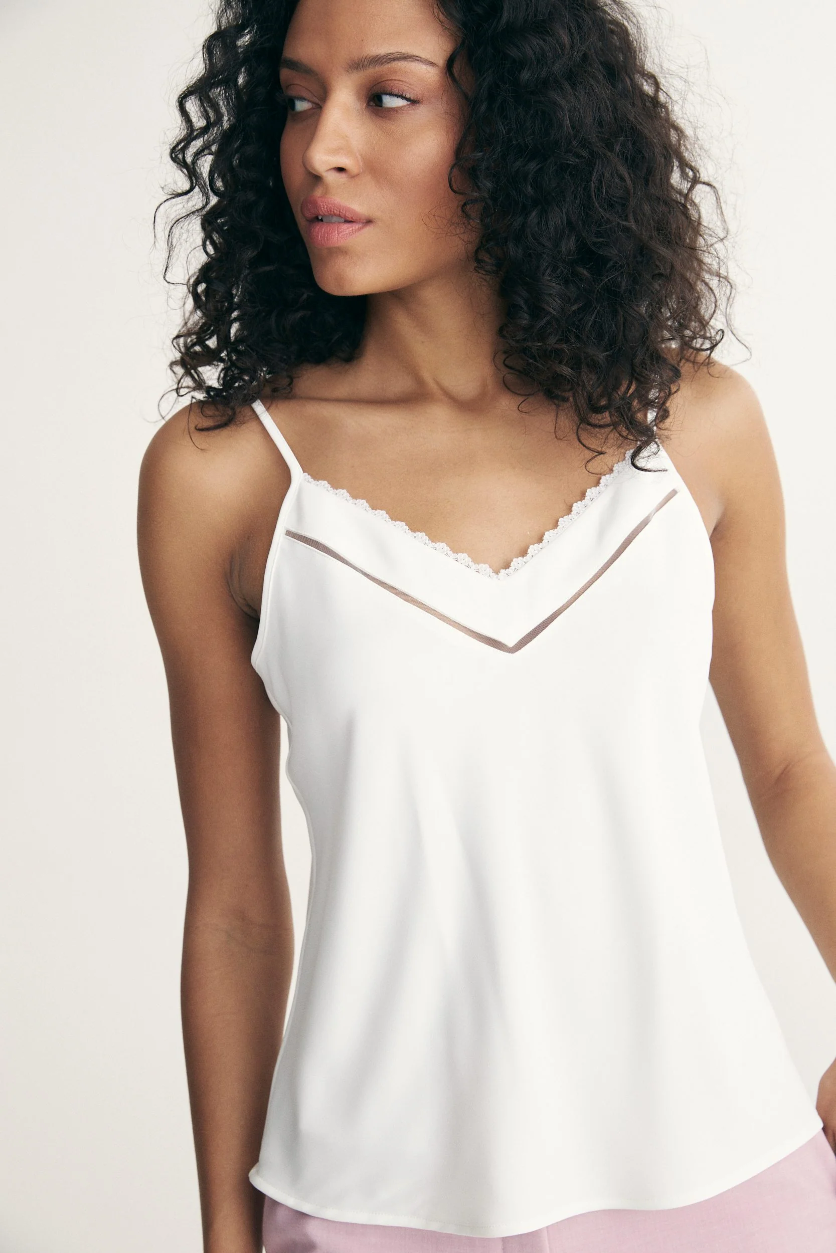 Sleeveless top with lace detail