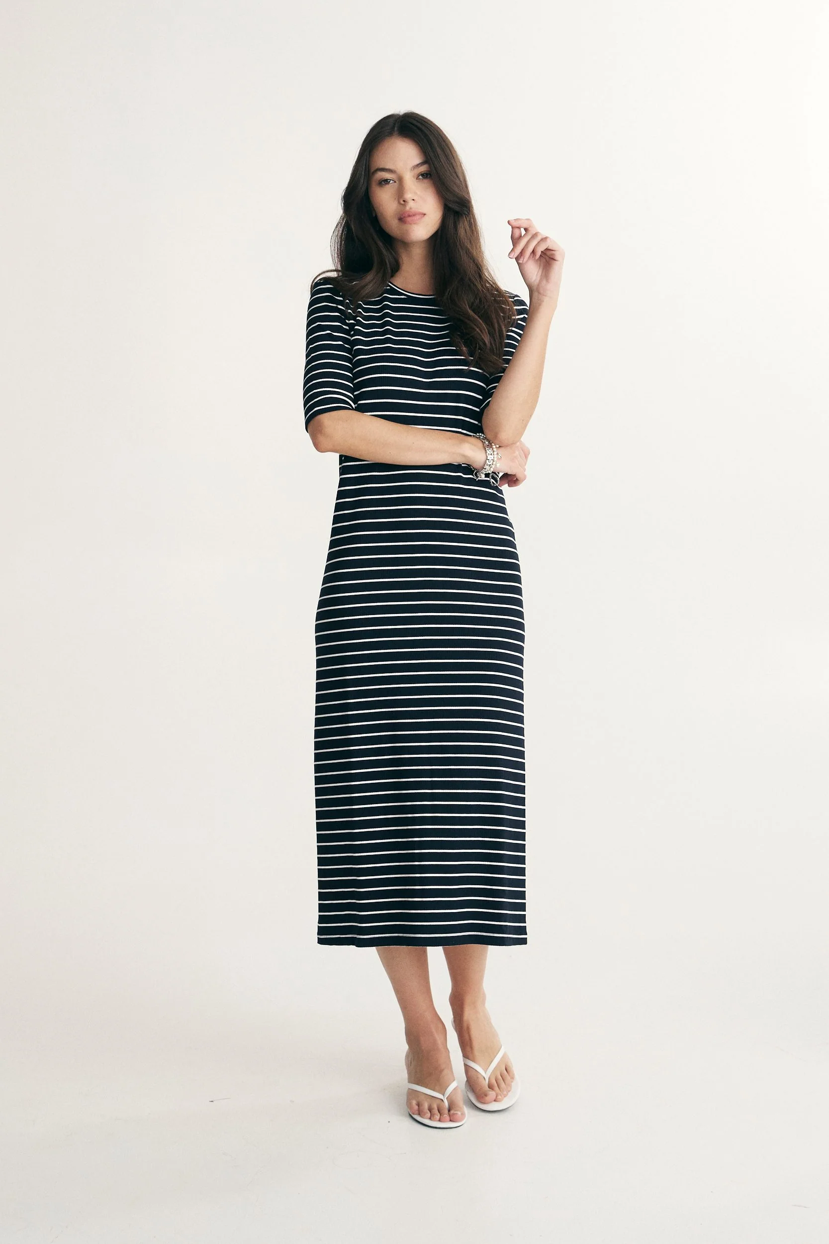 Straight striped rib dress - Image 4