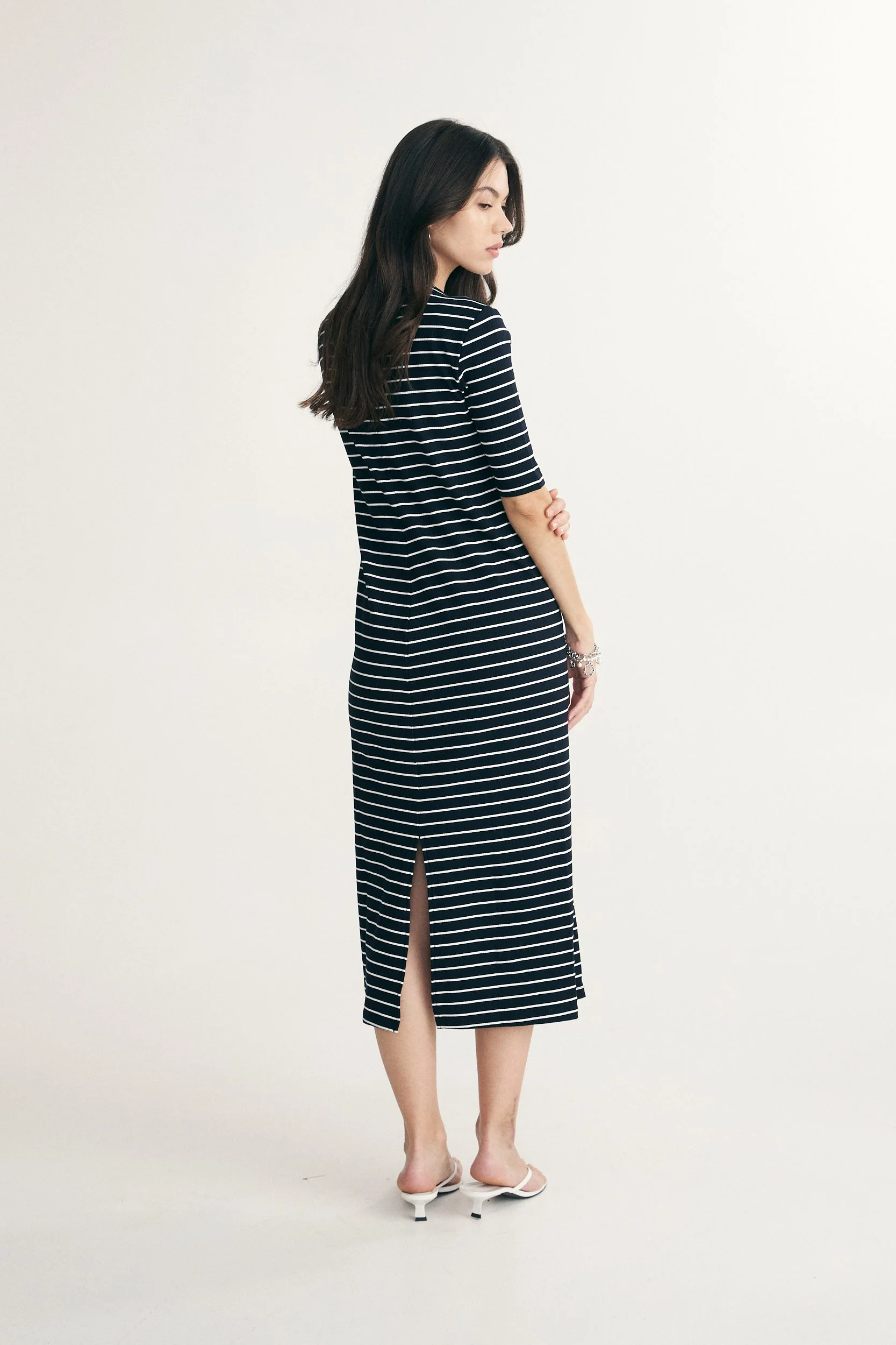 Straight striped rib dress - Image 5