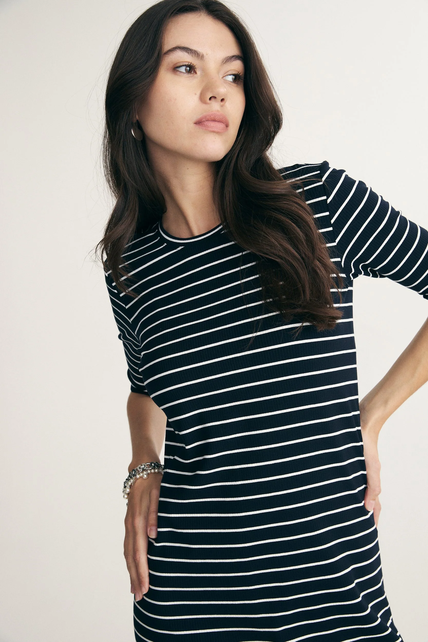 Straight striped rib dress - Image 6