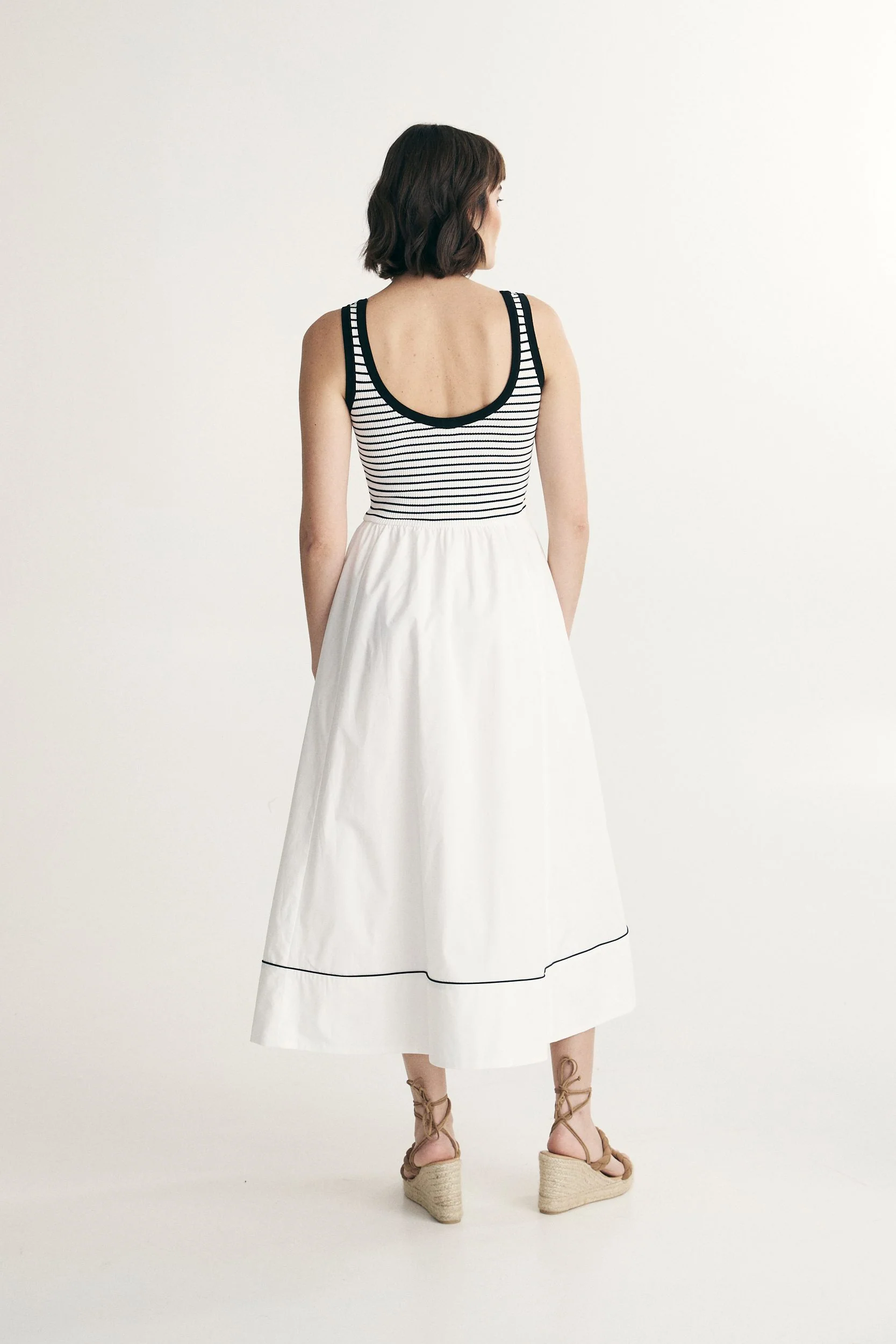 Striped mixed-material dress - Image 2
