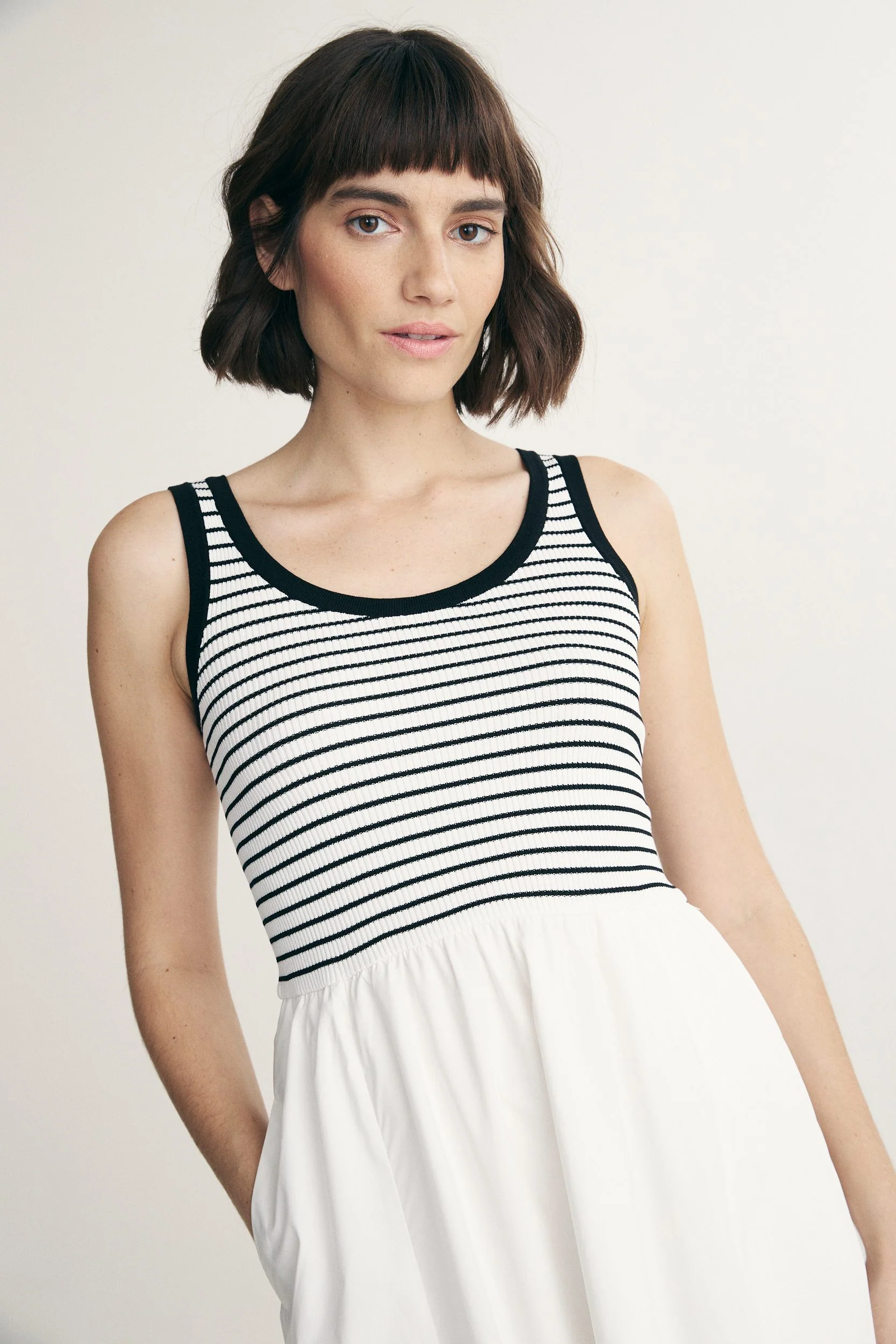 Striped mixed-material dress - Image 3