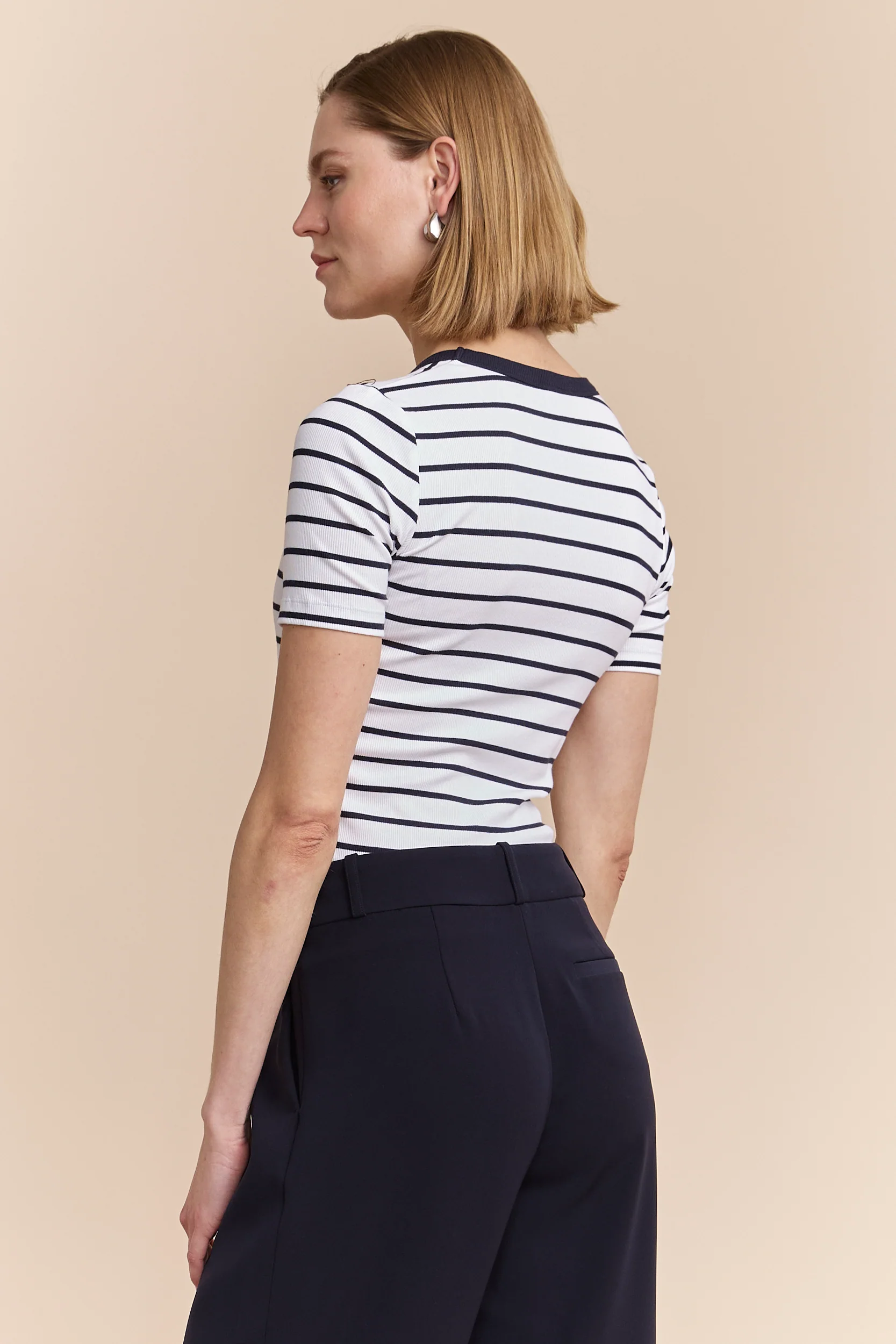 Striped ribbed t-shirt with scoop neck - Image 4