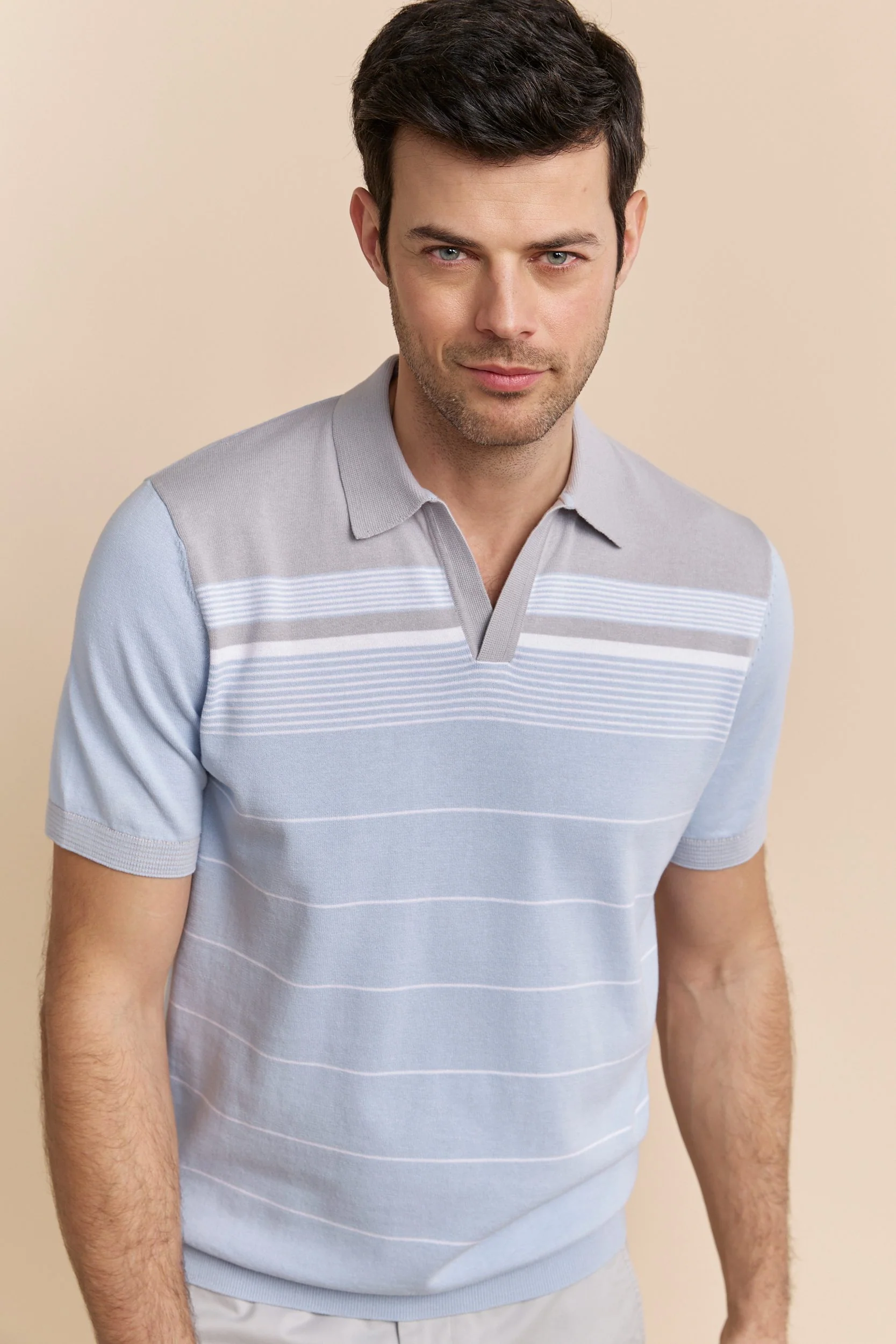 Stripes blocking knitted polo - Image 4