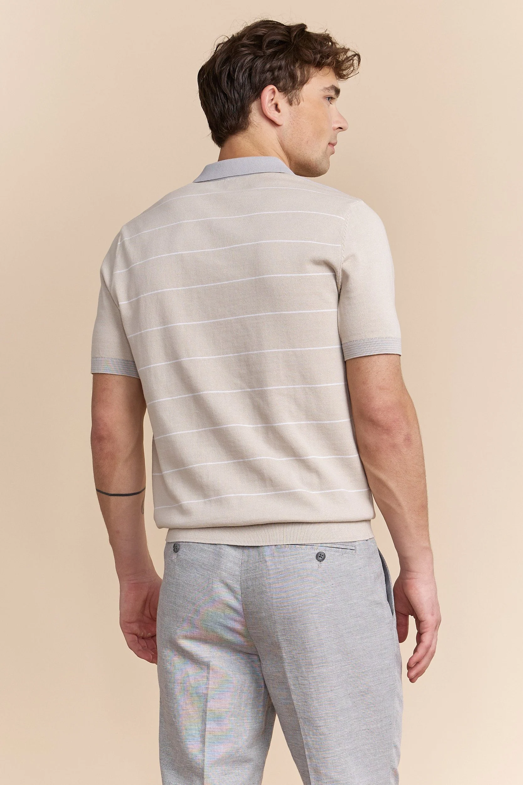 Stripes blocking knitted polo - Image 5