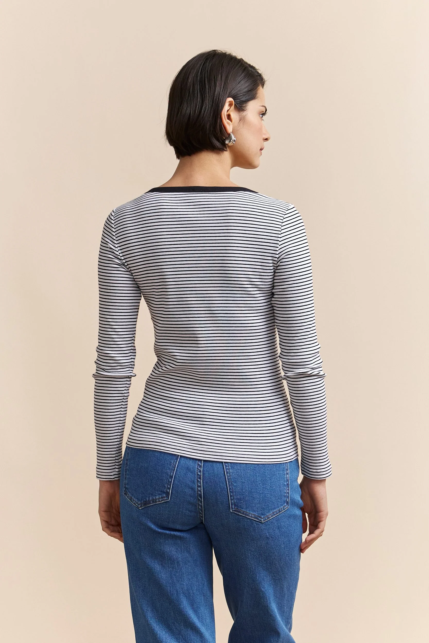 Stripped rib top with scoop neck - Image 2