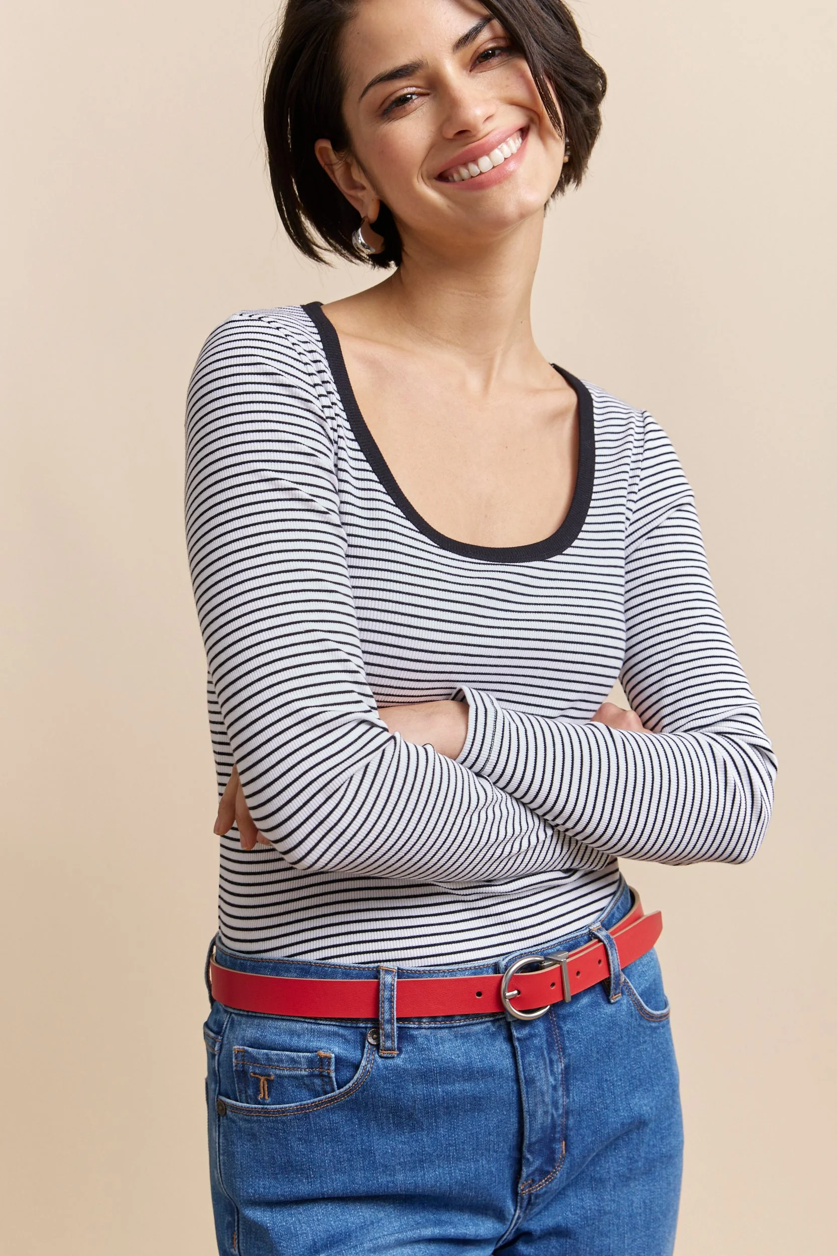 Stripped rib top with scoop neck - Image 3