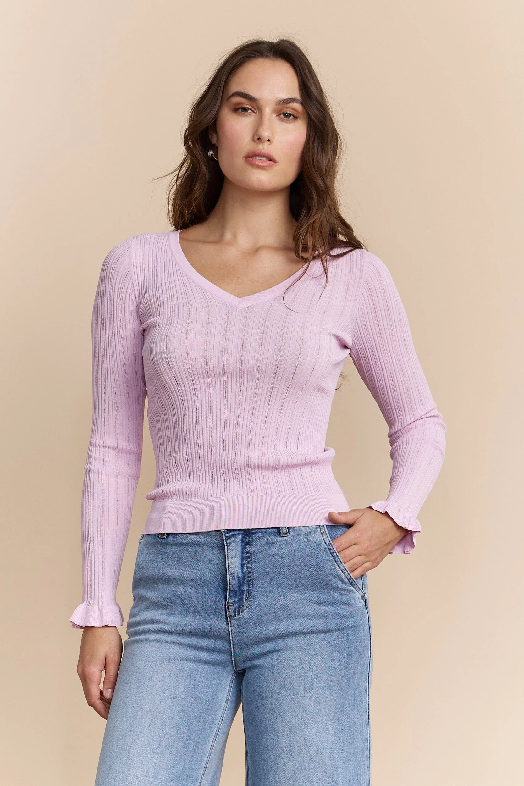 Sweater with ruffle cuffs - Image 2