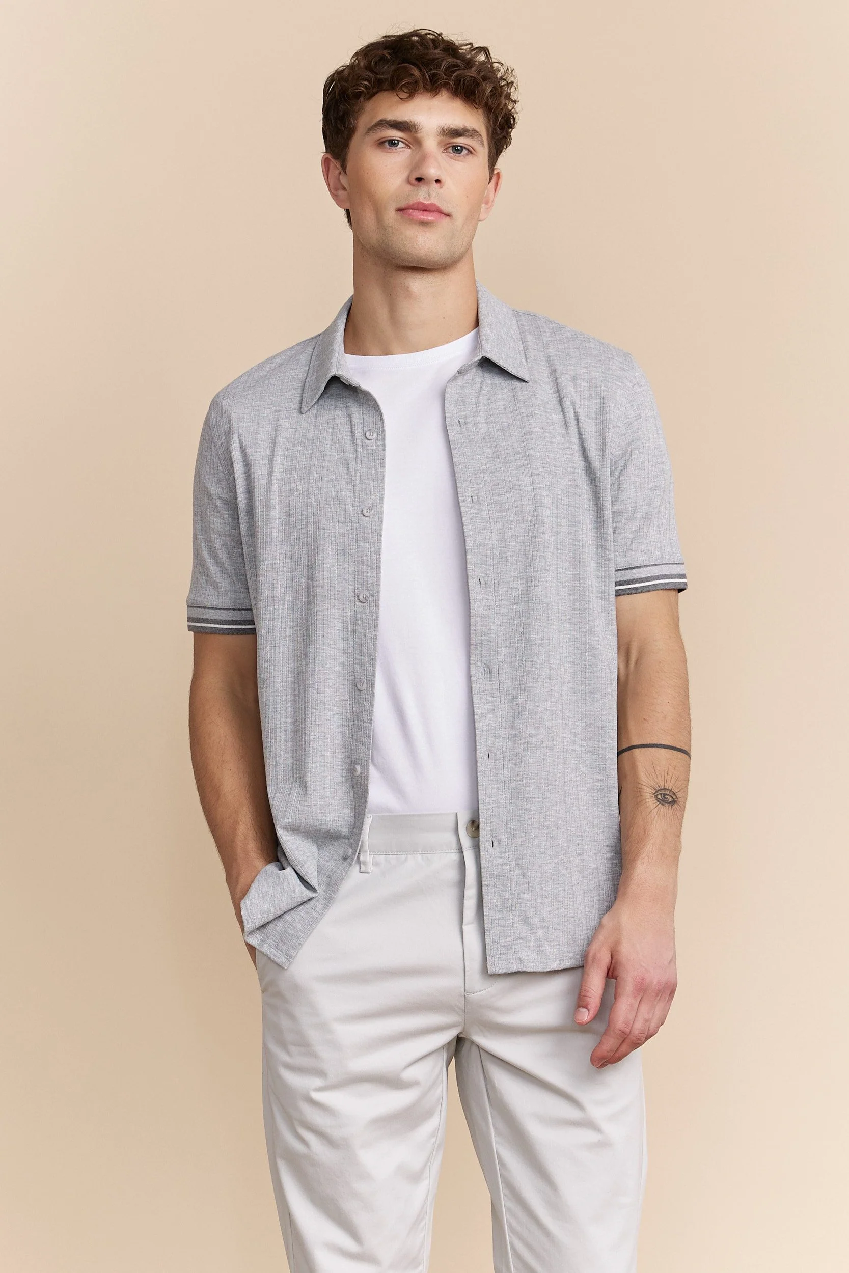 Textured ribbed jersey shirt