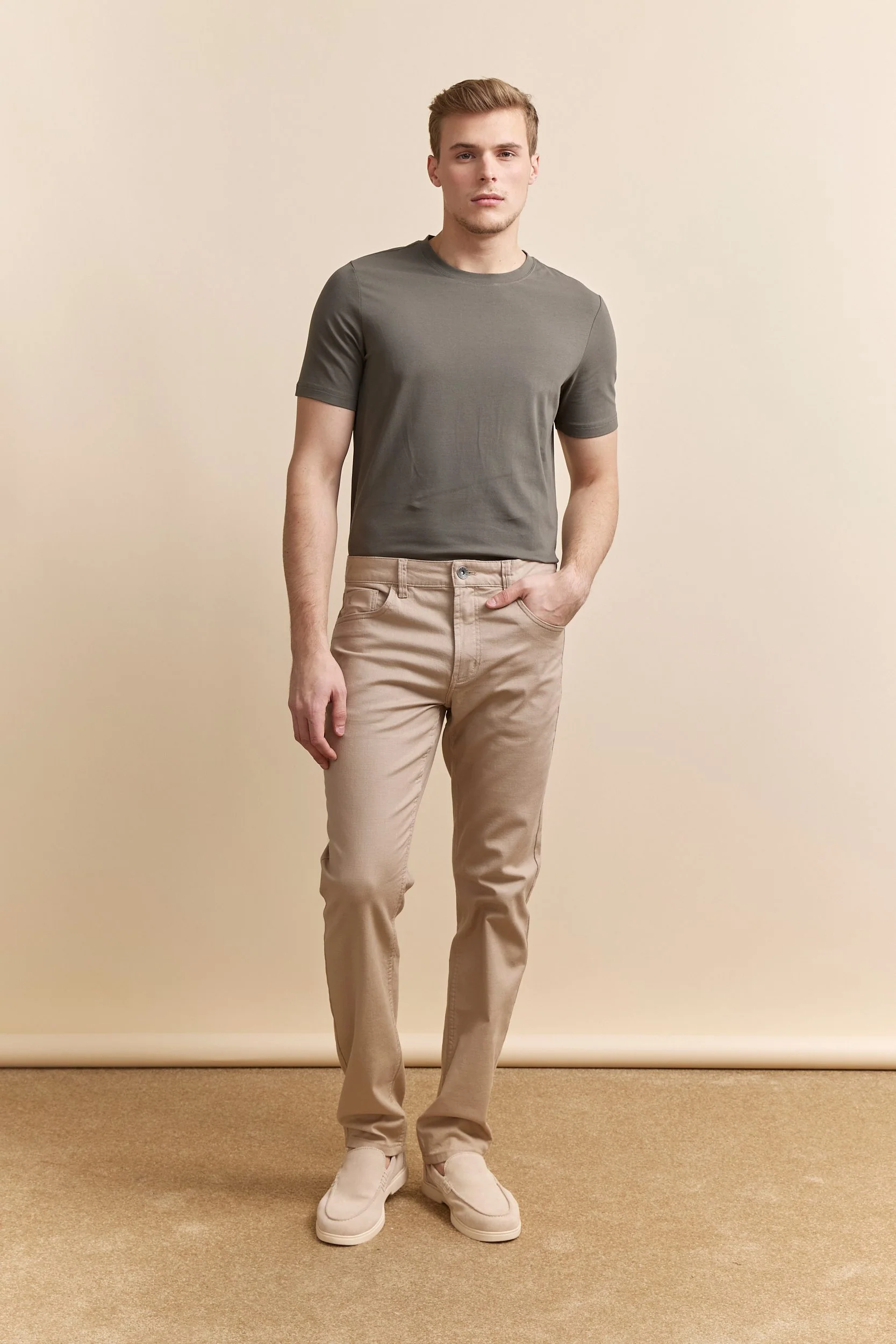 Five pockets textured Slim pant - Image 4