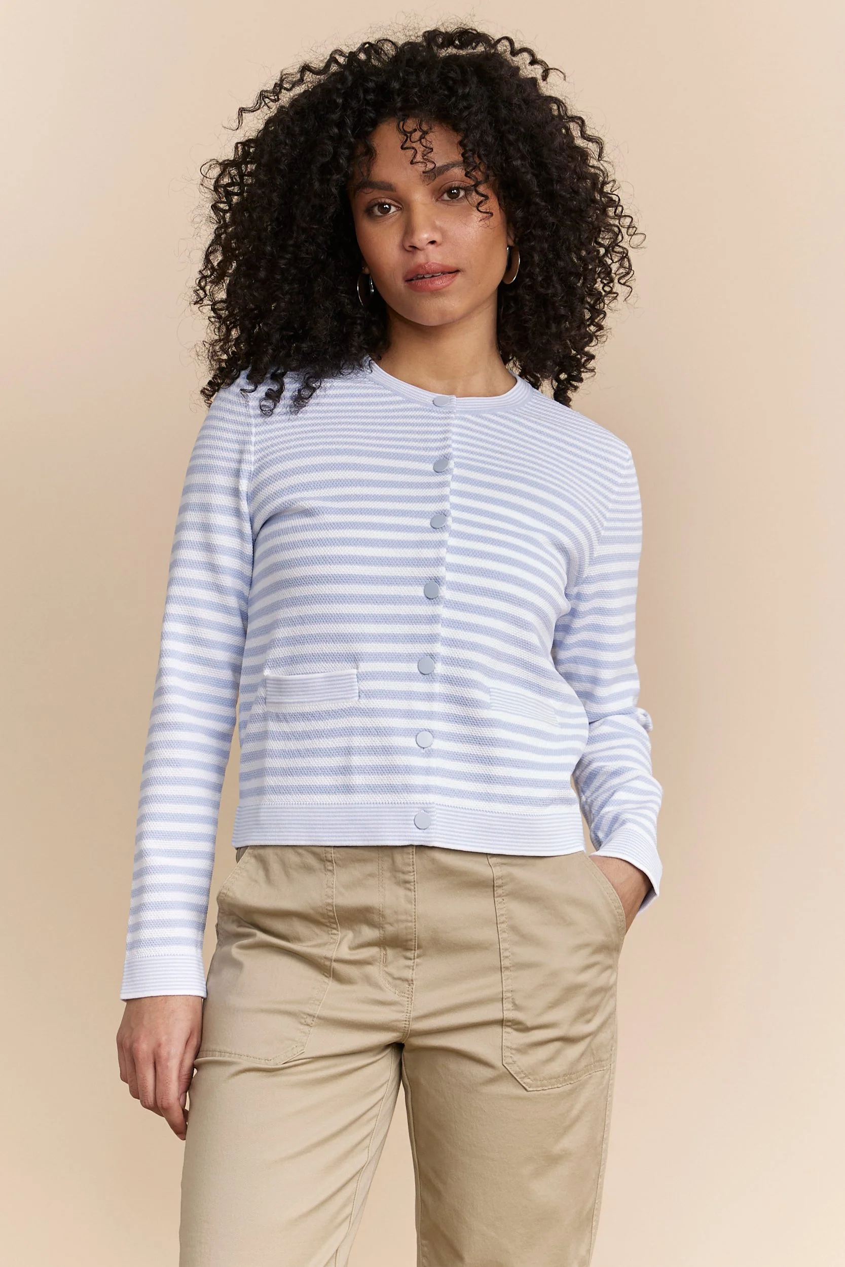 Textured stripes knitted cardigan - Image 2