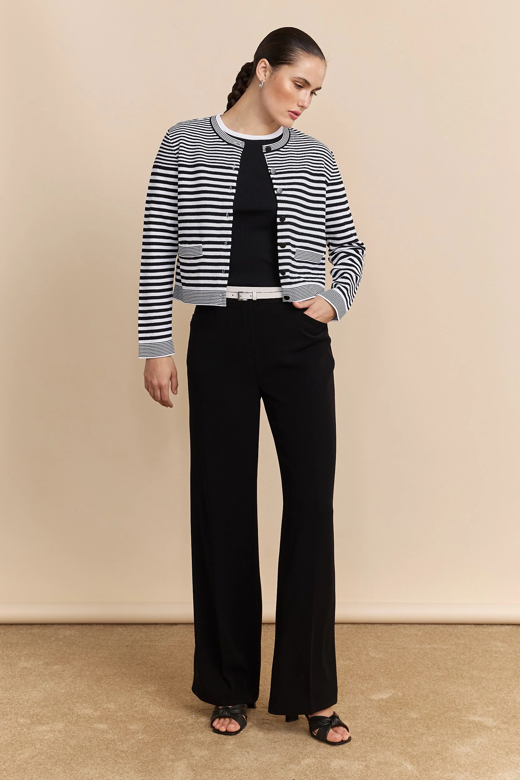 Textured stripes knitted cardigan - Image 4