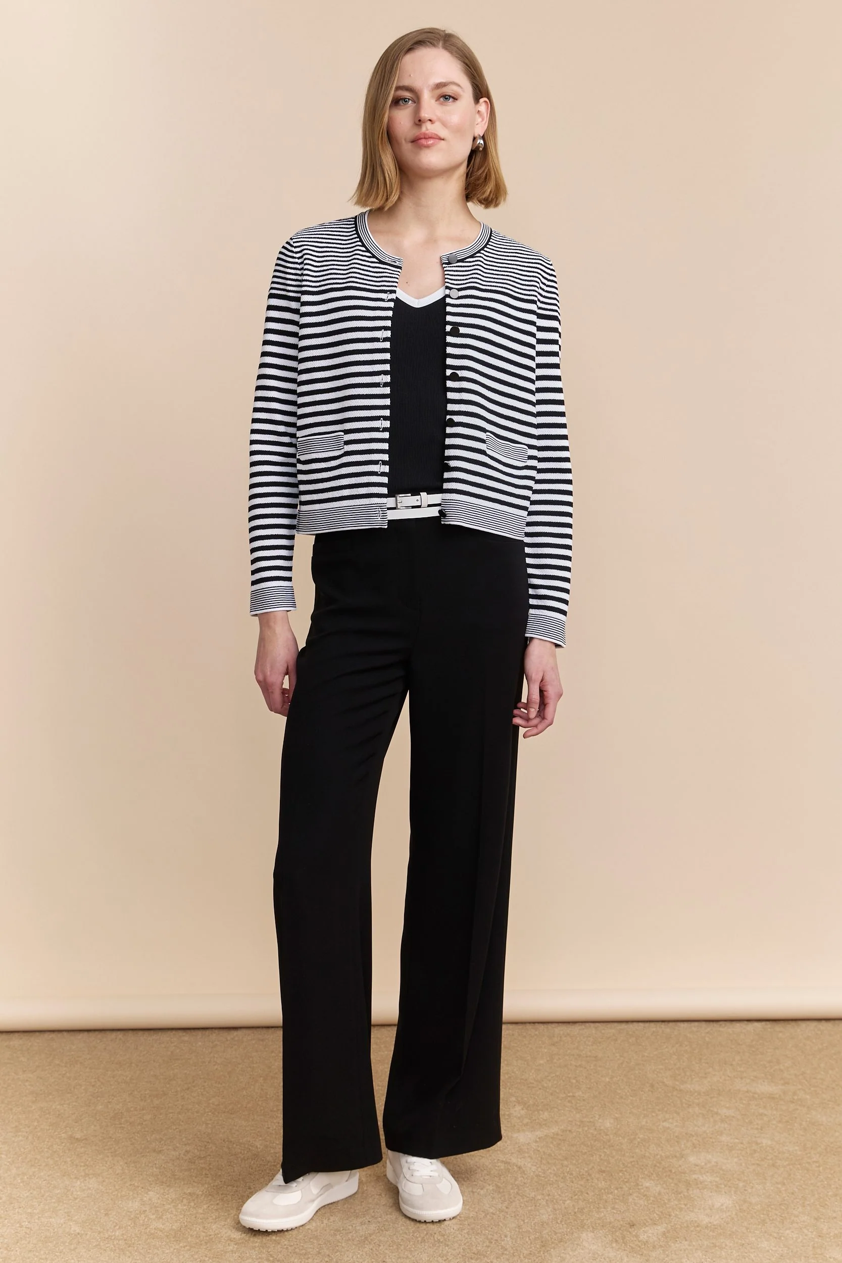 Textured stripes knitted cardigan - Image 5