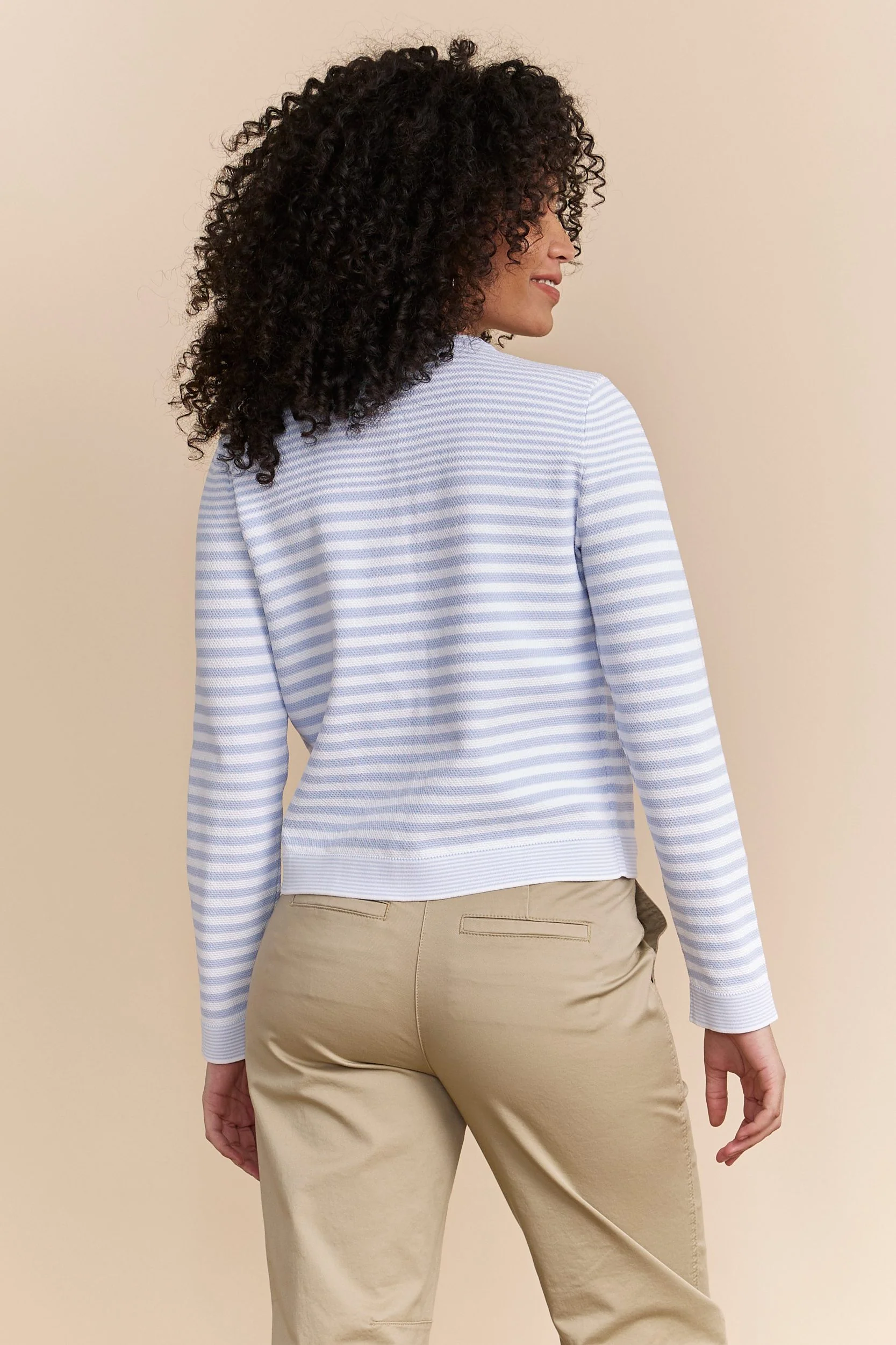 Textured stripes knitted cardigan - Image 6