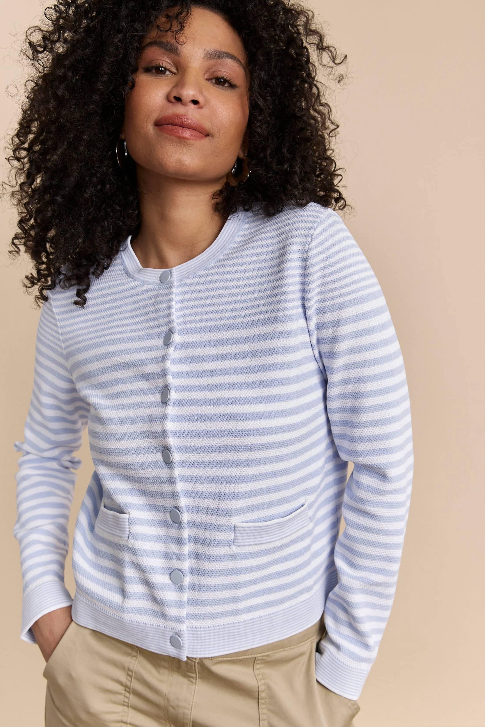 Textured stripes knitted cardigan - Image 7