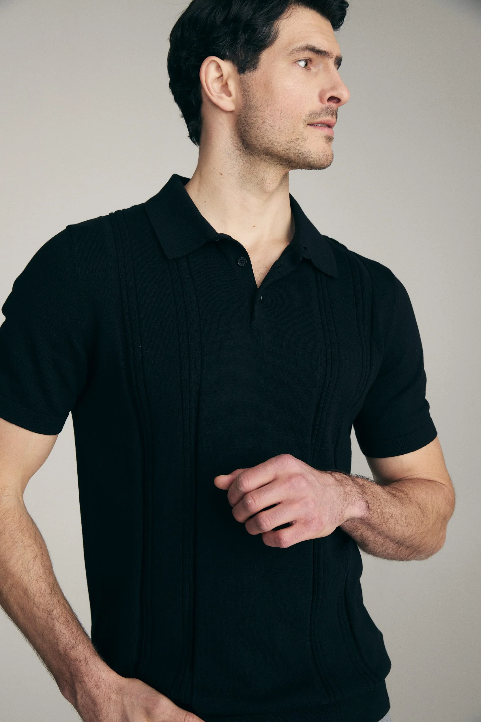 Textured vertical stripes polo - Image 8