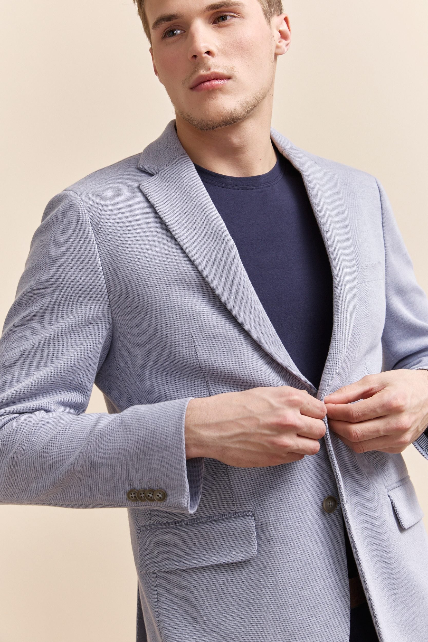 Two tone Fitted knit blazer - Image 3