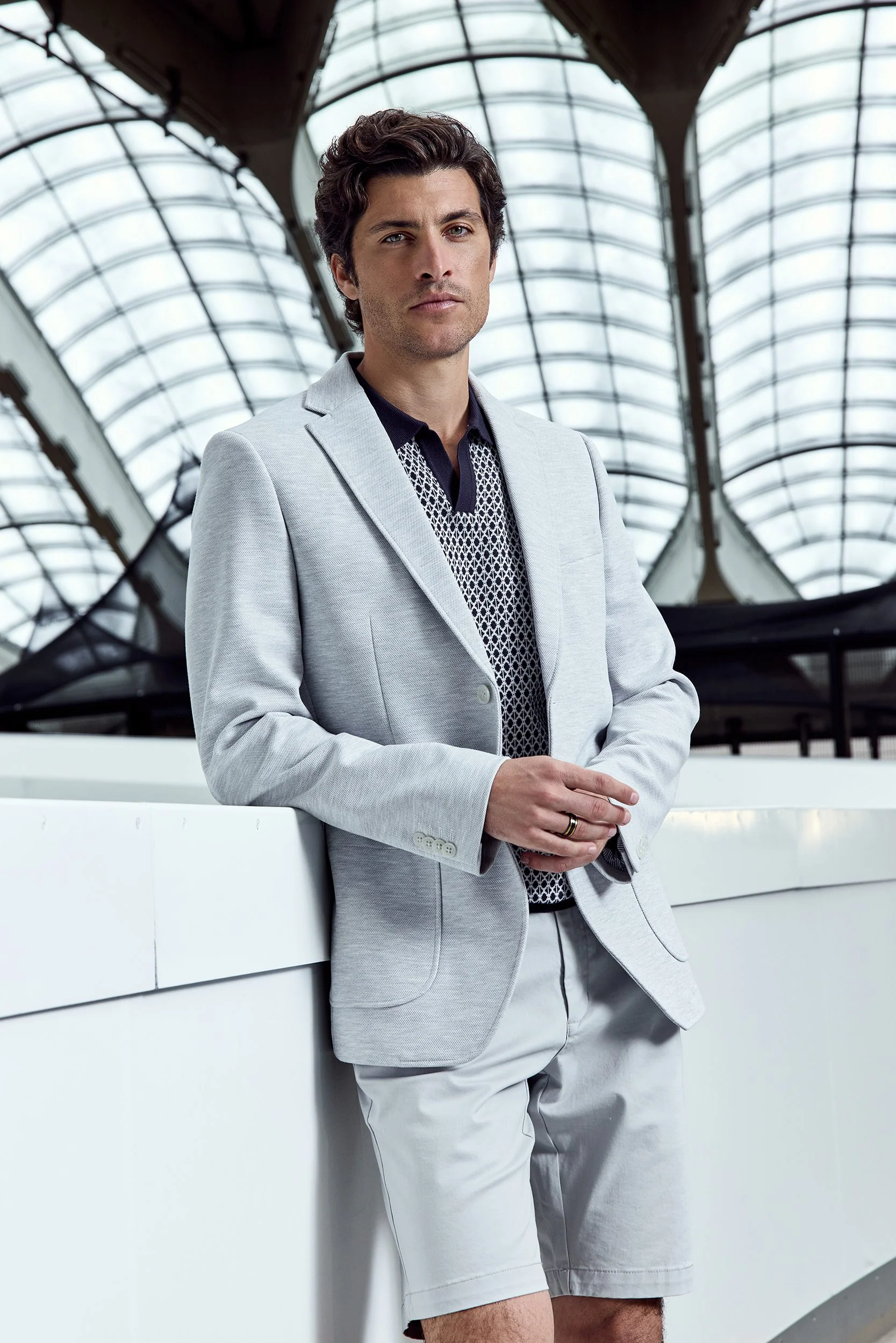 Two tone Fitted knit blazer