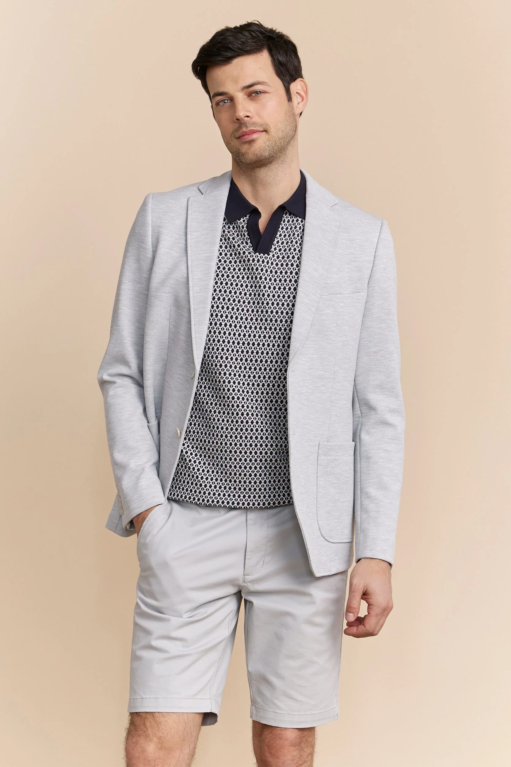 Two tone Fitted knit blazer - Image 2